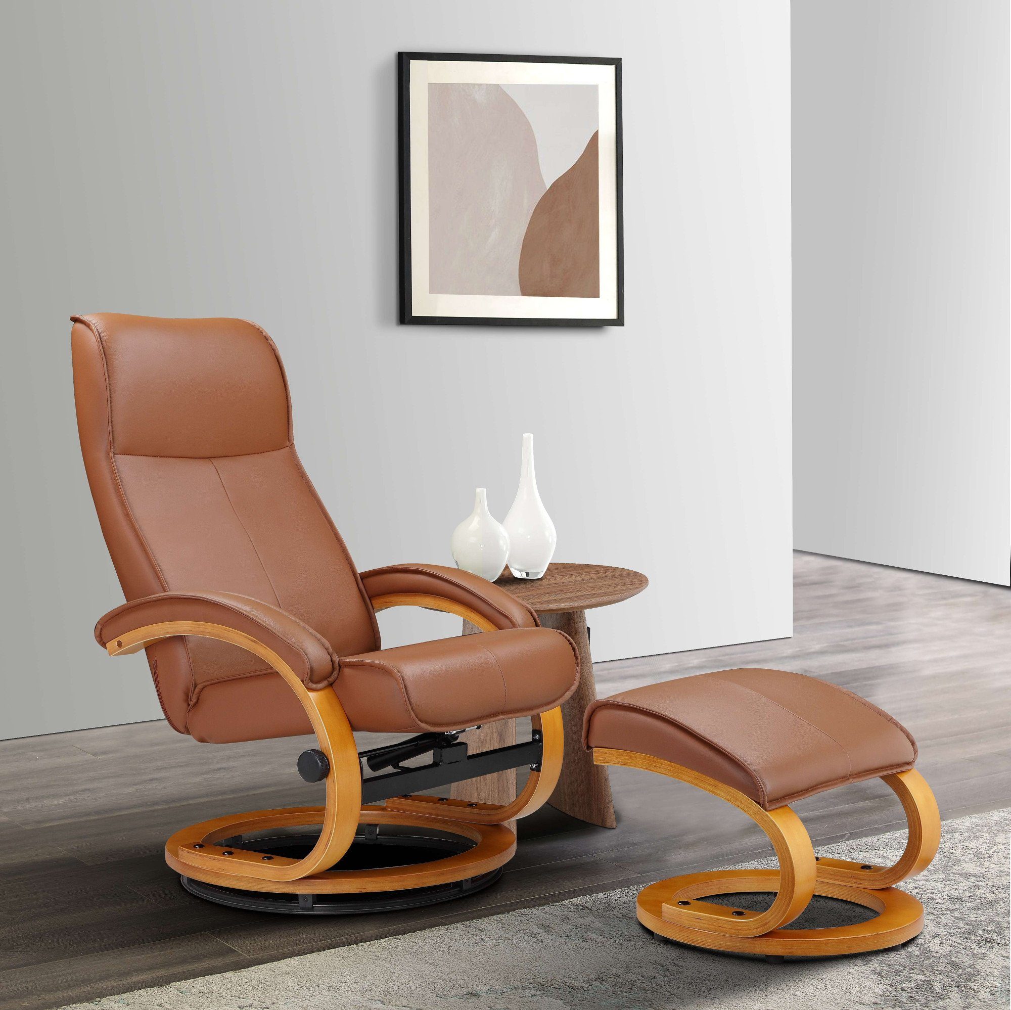Home affaire Relaxsessel Paris, TV-Sessel mit Hocker und manueller Liegefunktion (Set, 2-St., bestehend aus Sessel und Hocker), Dreh- und Kippfunktion, NaturLEDER®