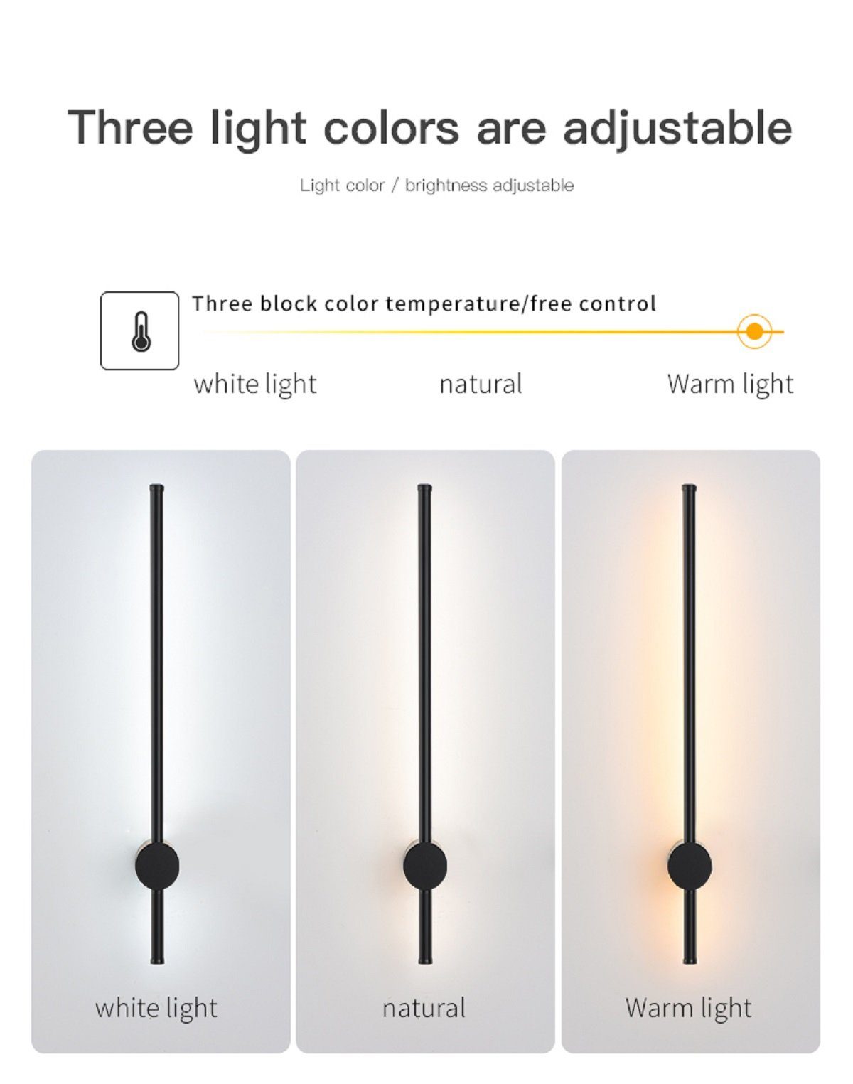 Tricolor, LED warm-weiß, kalt-weiß, integriert, Neutralweiß, Dimmbar LED Fernbedienung Wandleuchte Stab-Wandleuchte, fest Jiuanzm Tageslichtweiß, Warmweiß, mit weiß,