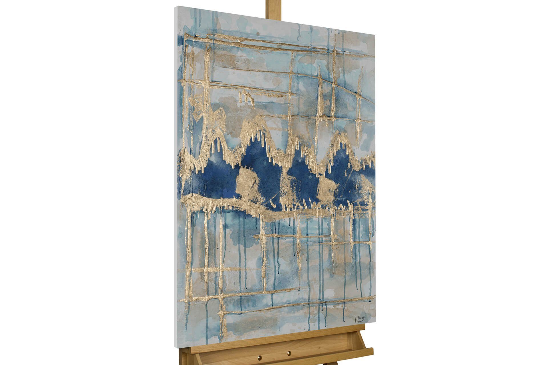 Hypnotic cm, KUNSTLOFT Gemälde Wohnzimmer Turquoise Leinwandbild 60x90 100% Wandbild HANDGEMALT