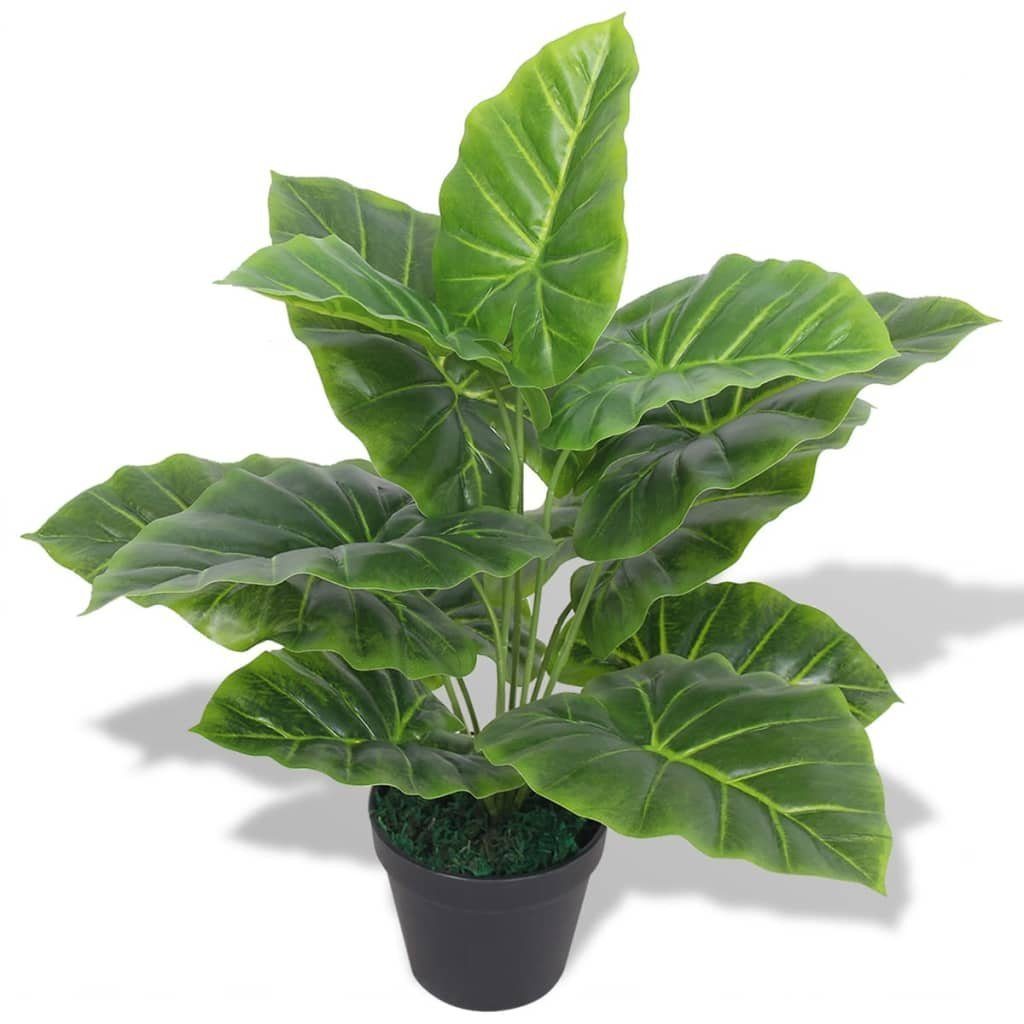 Kunstpflanze Künstliche Taro-Pflanze mit Topf 45 cm Grün