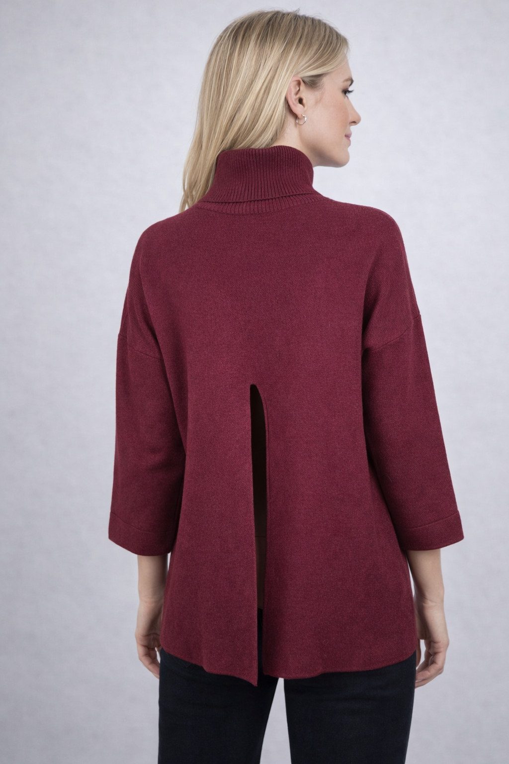 ITALY VIBES Rollkragenpullover - Pullover - 3/4-Arm Strickpullover mit Schlitz am Rücken für Damen ONE SIZE / passend für Größe S - L