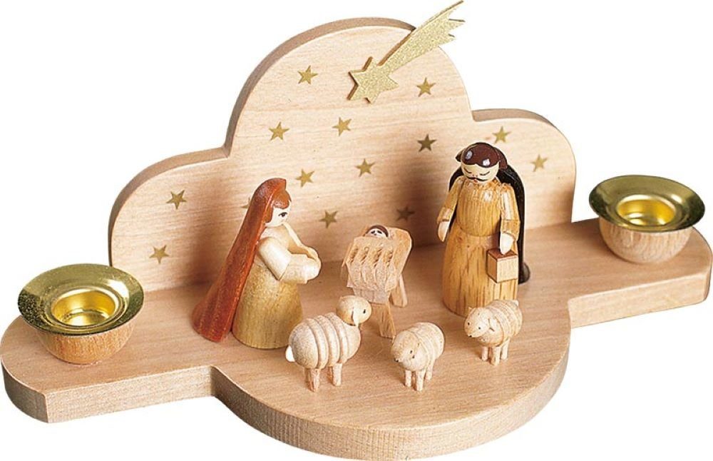 Richard Glaesser Kerzenhalter Kerzenhalter Christi Geburt, Höhe ca. 8 cm, Handwerkskunst original Erzgebirge