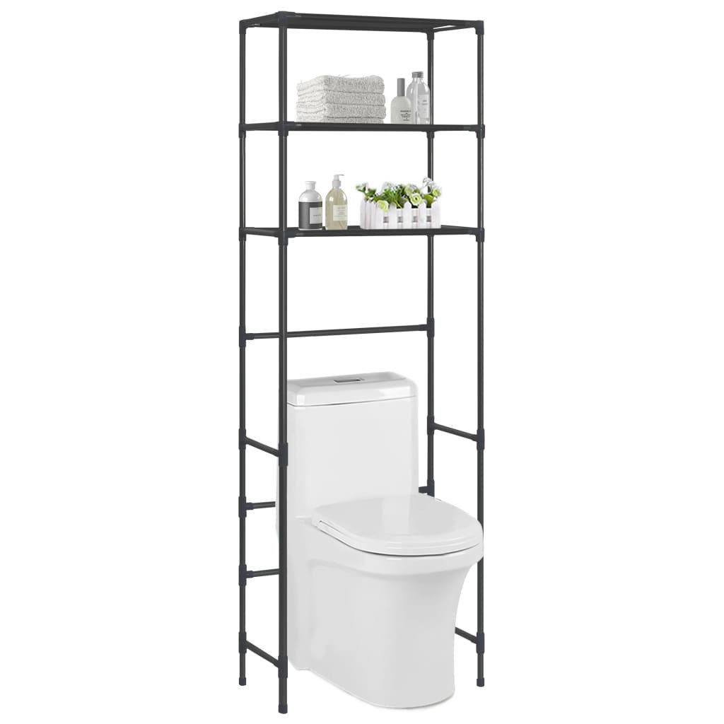 vidaXL Regal, Toilettenregal 3 Ablagen Schwarz günstig online kaufen