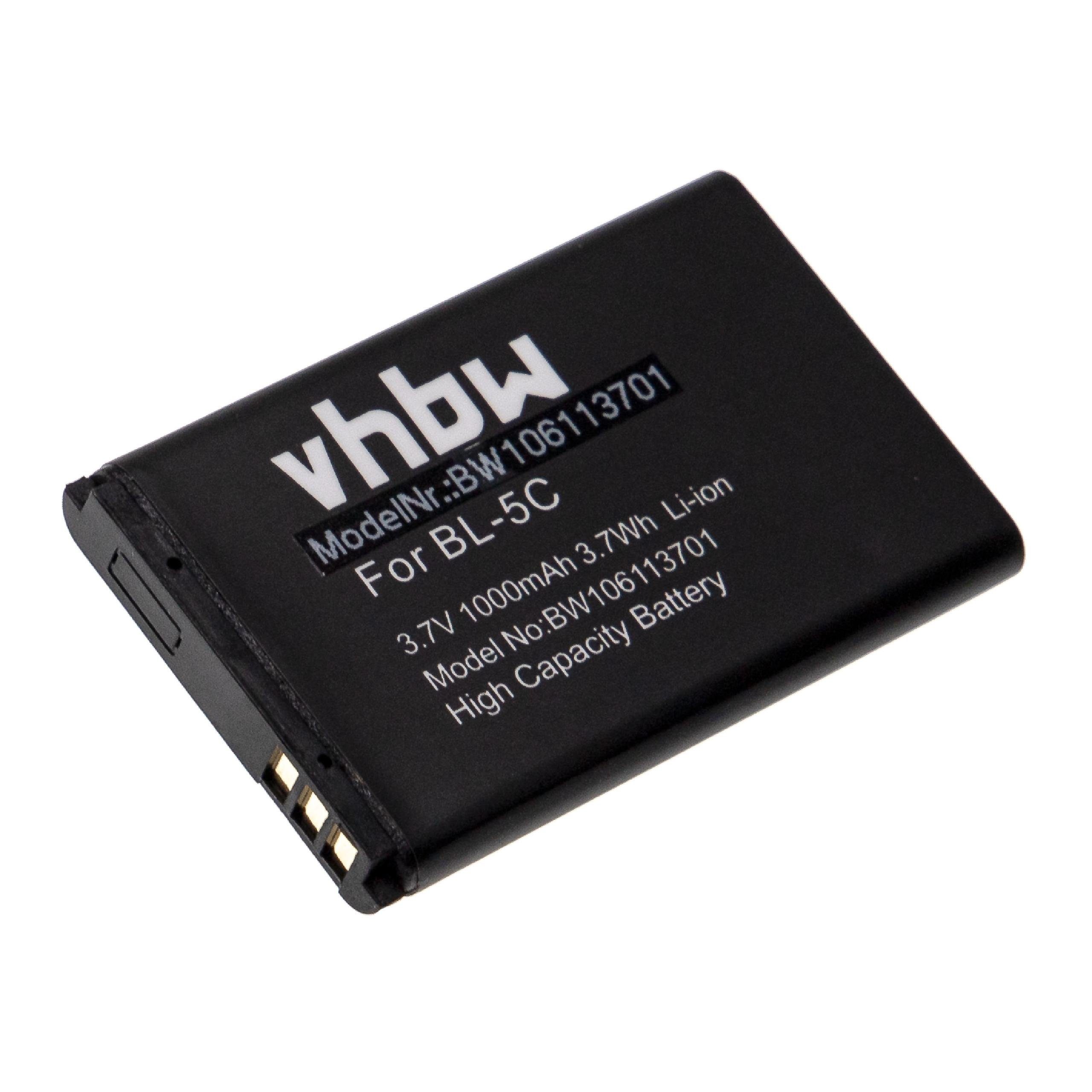 kompatibel vhbw mit (3,7 Smartphone-Akku Telefunken 1000 mAh Li-Ion FHD 170/5 V)