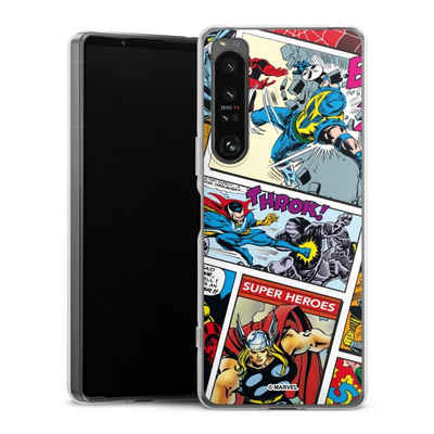 DeinDesign Handyhülle Marvel Retro Comic Blue, Sony Xperia 1 IV Silikon Hülle Bumper Case Handy Schutzhülle