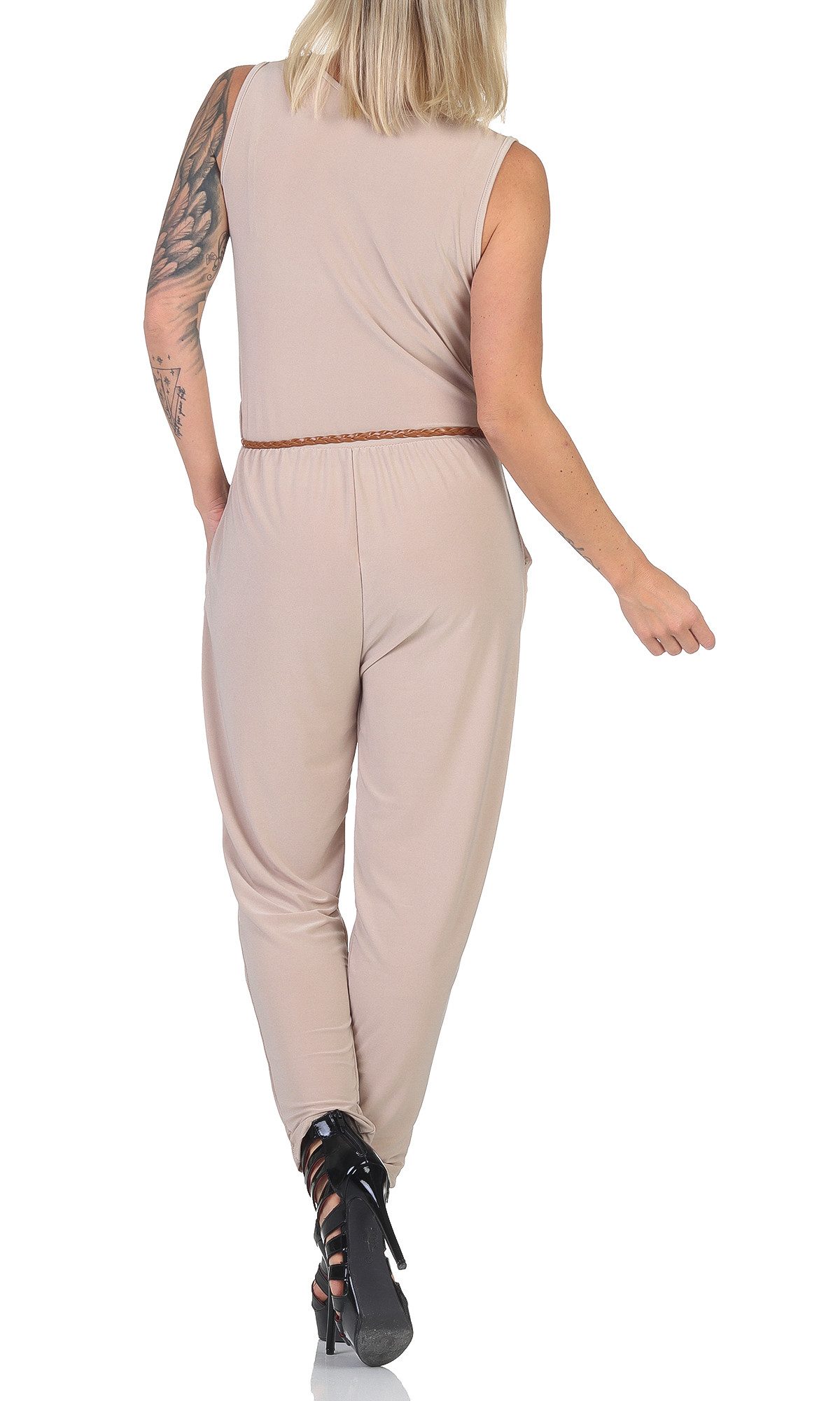 simaranda Jumpsuit Damen Overall 2411 34-38 Beige – Bild 3 von 4