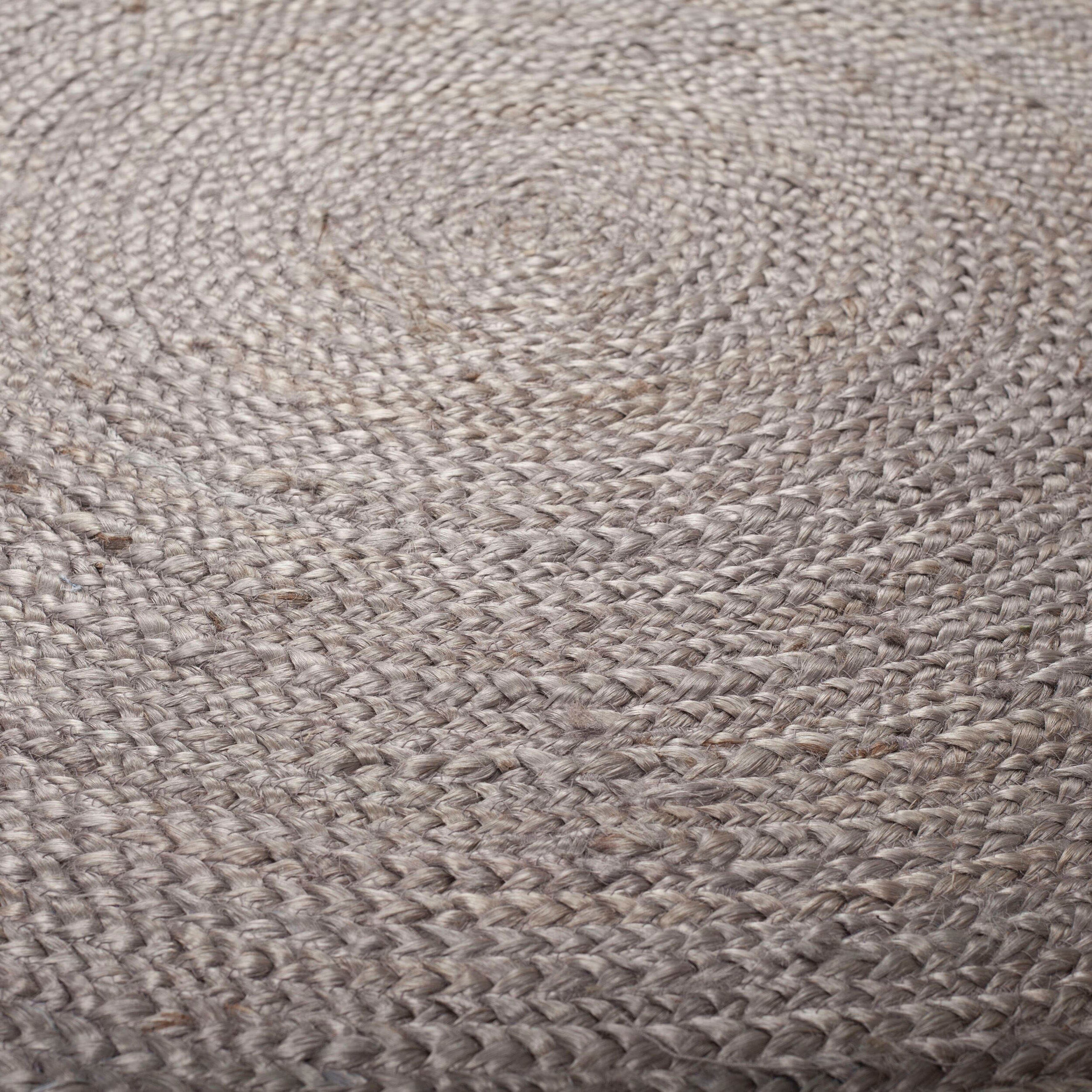 FLAIR mit Teppich Bordüre rund, Istanbul, Höhe: Jute, aus & 7 mm, grau Quasten RUGS, 100%