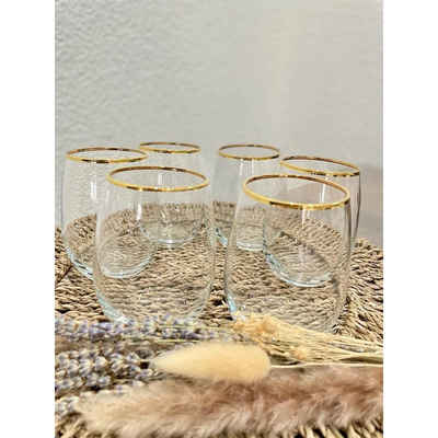 Pasabahce Glas Iconic Trinkglas Su Bardagi Gold 365ml 6er Trinkgläser-Set