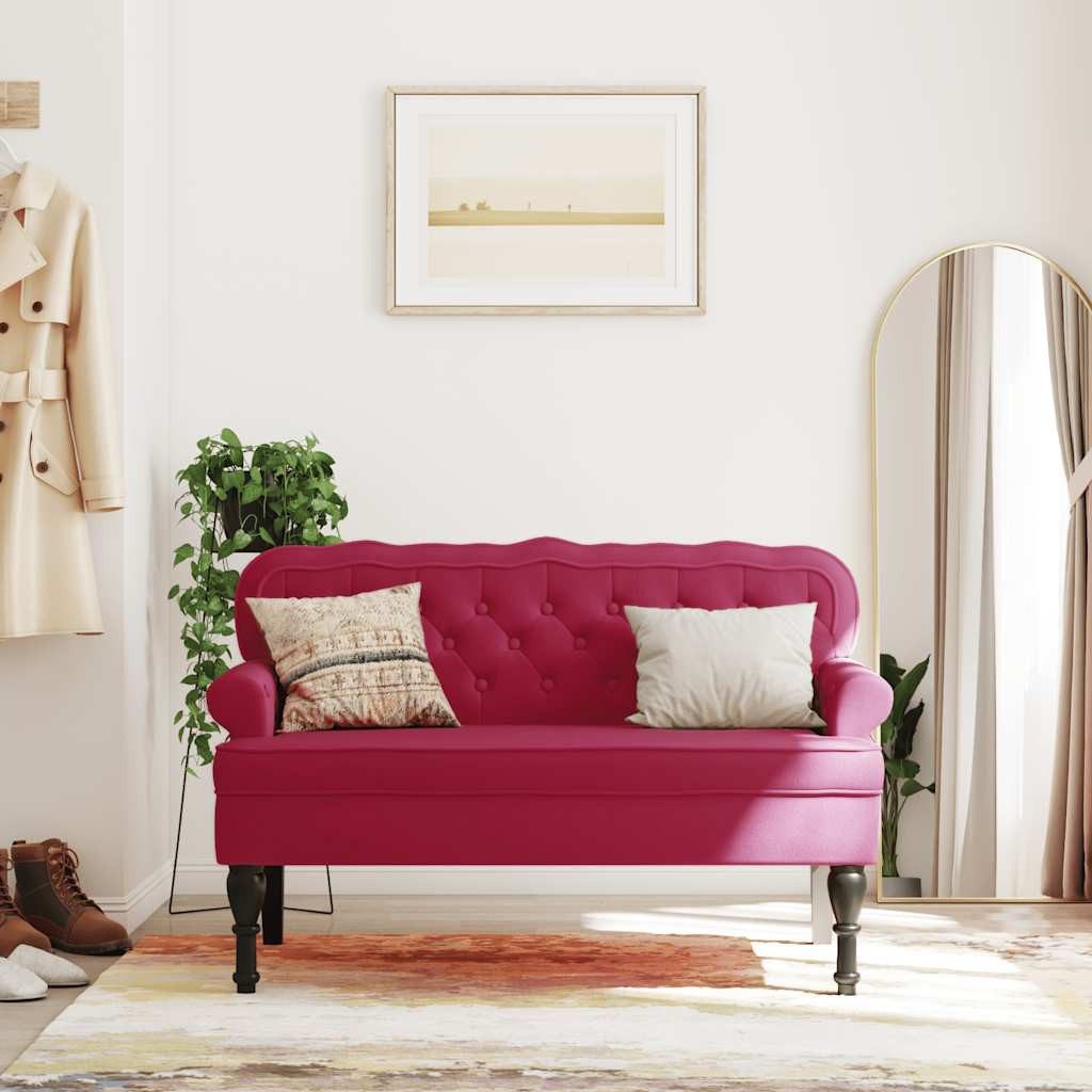 vidaXL Sitzbank Sitzbank mit Rückenlehne Weinrot 119,5x64,5x75 cm Samt