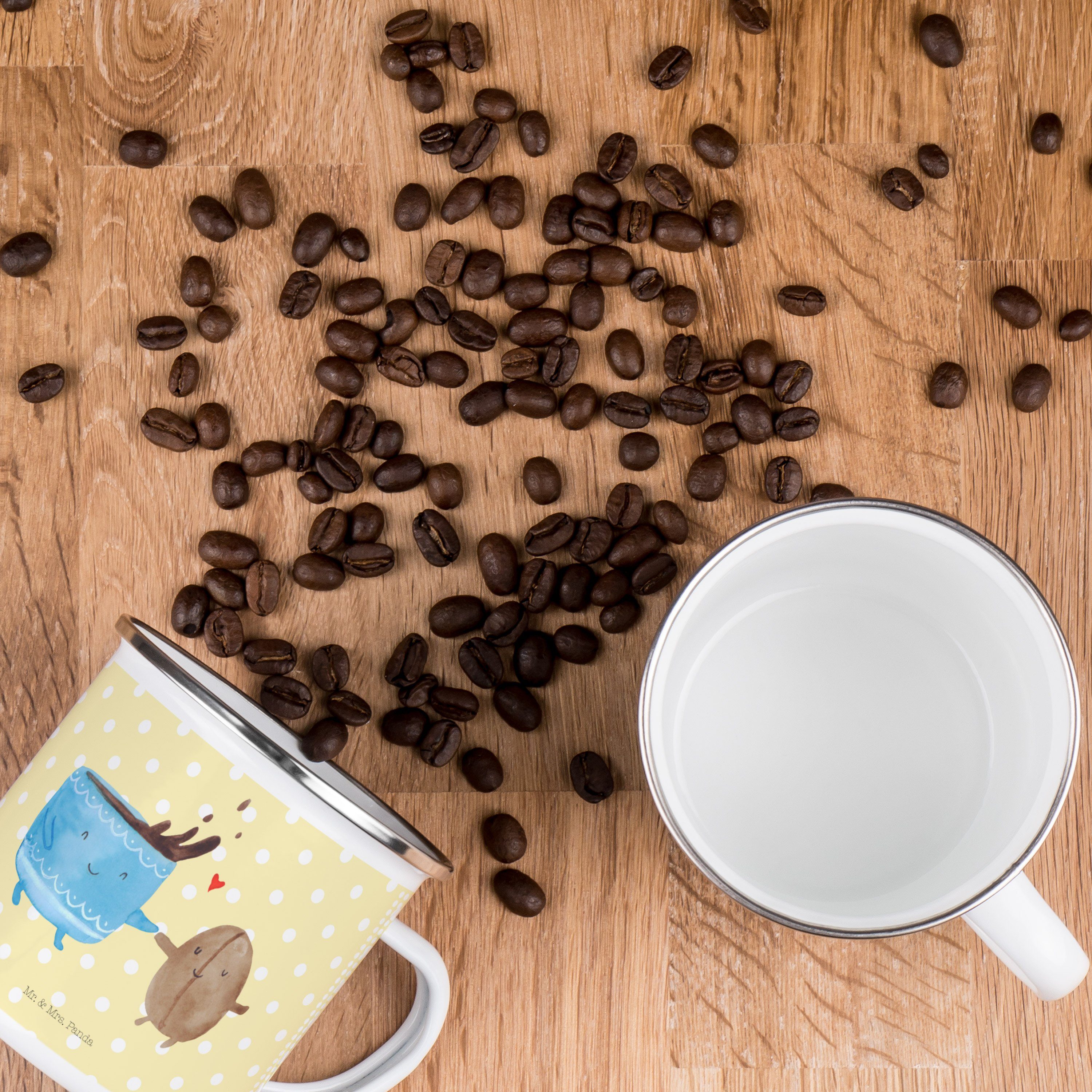 - Blec, Mrs. Pastell Mr. - Becher Bohne Panda Gelb Geschenk, & Kaffee Laune, Emaille Trinkbecher, Gute