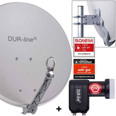 DUR-line DUR-line 2 Teilnehmer Set - Qualitäts-Alu-Satelliten-Komplettanlage - Sat-Spiegel