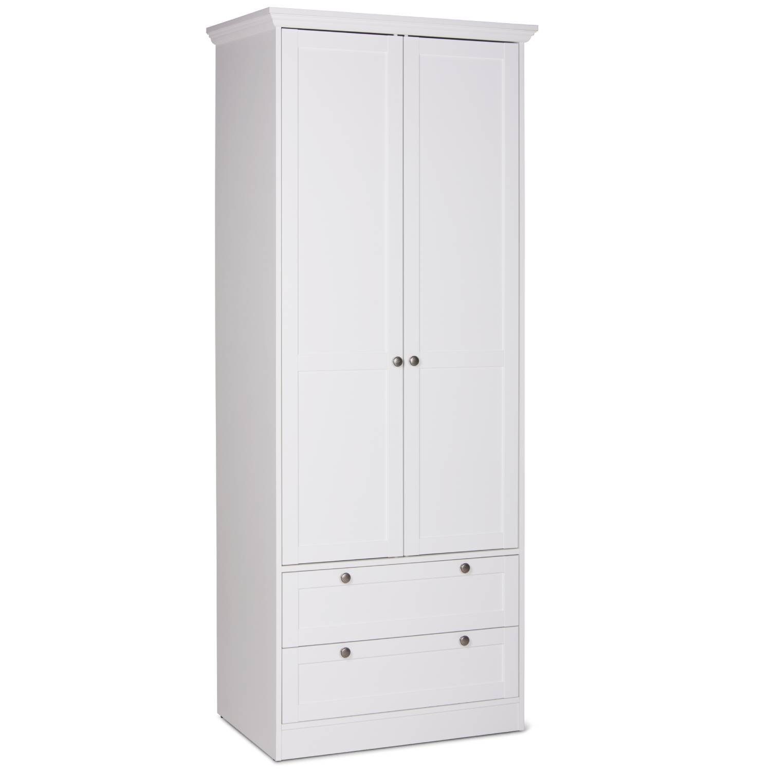 Homestyle4u Kleiderschrank Drehtürenschrank Holzschrank Kinderzimmerschrank Weiß 80x200