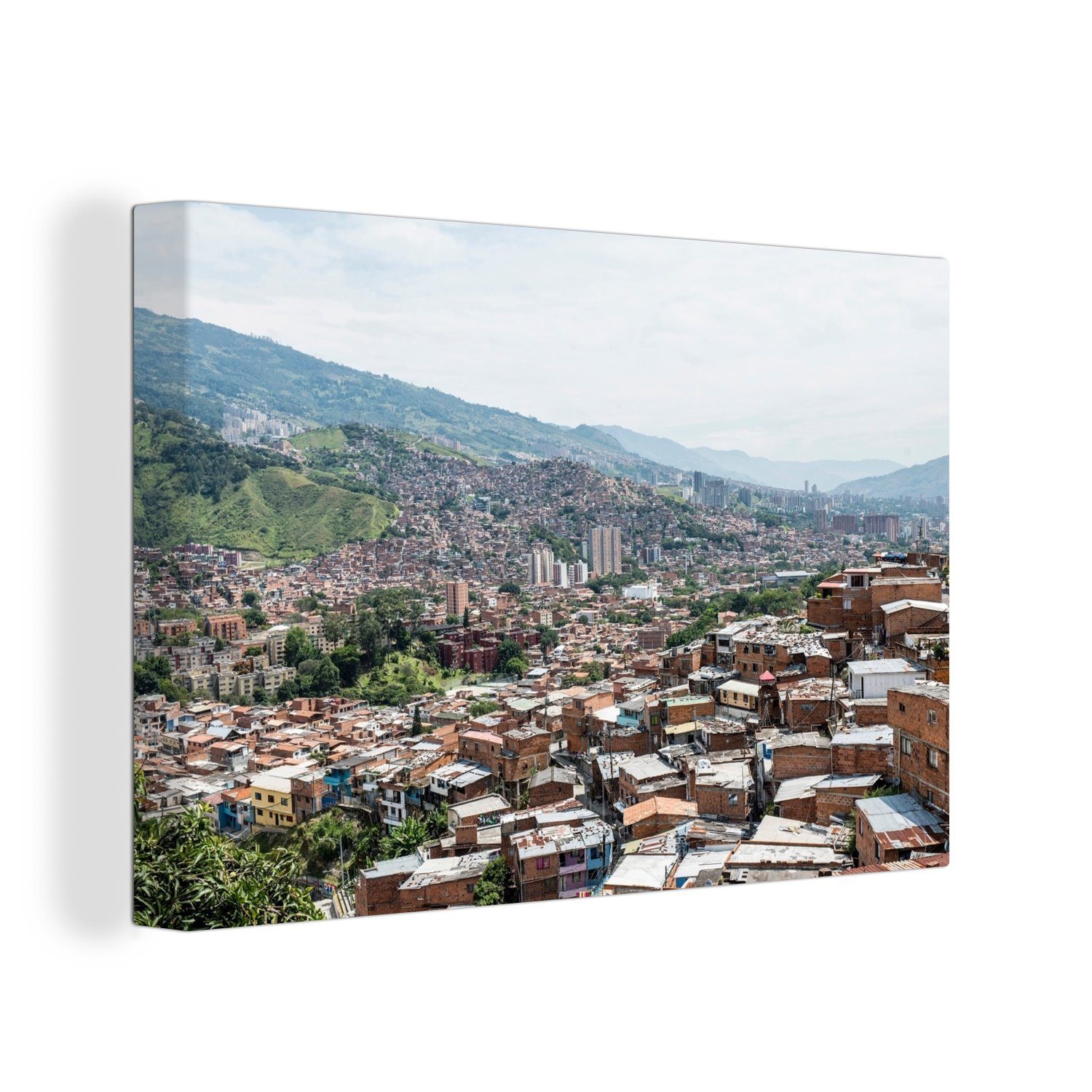 OneMillionCanvasses® Leinwandbild Die bergige Landschaft von Medellín in Kolumbien, (1 St), Wandbild Leinwandbilder, Aufhängefertig, Wanddeko, 30x20 cm