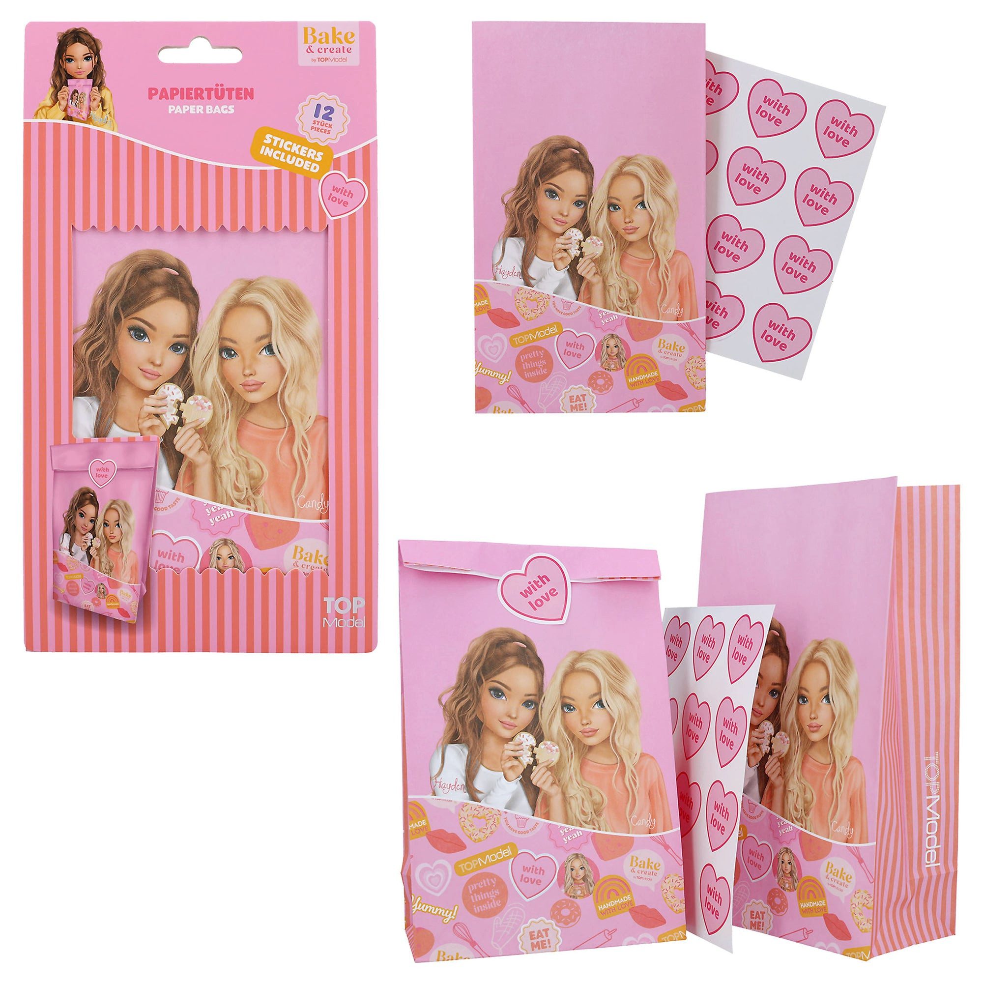Depesche Spiel TOPModel Papiertüten Bake & Create – 12 Stück, Design zufällig