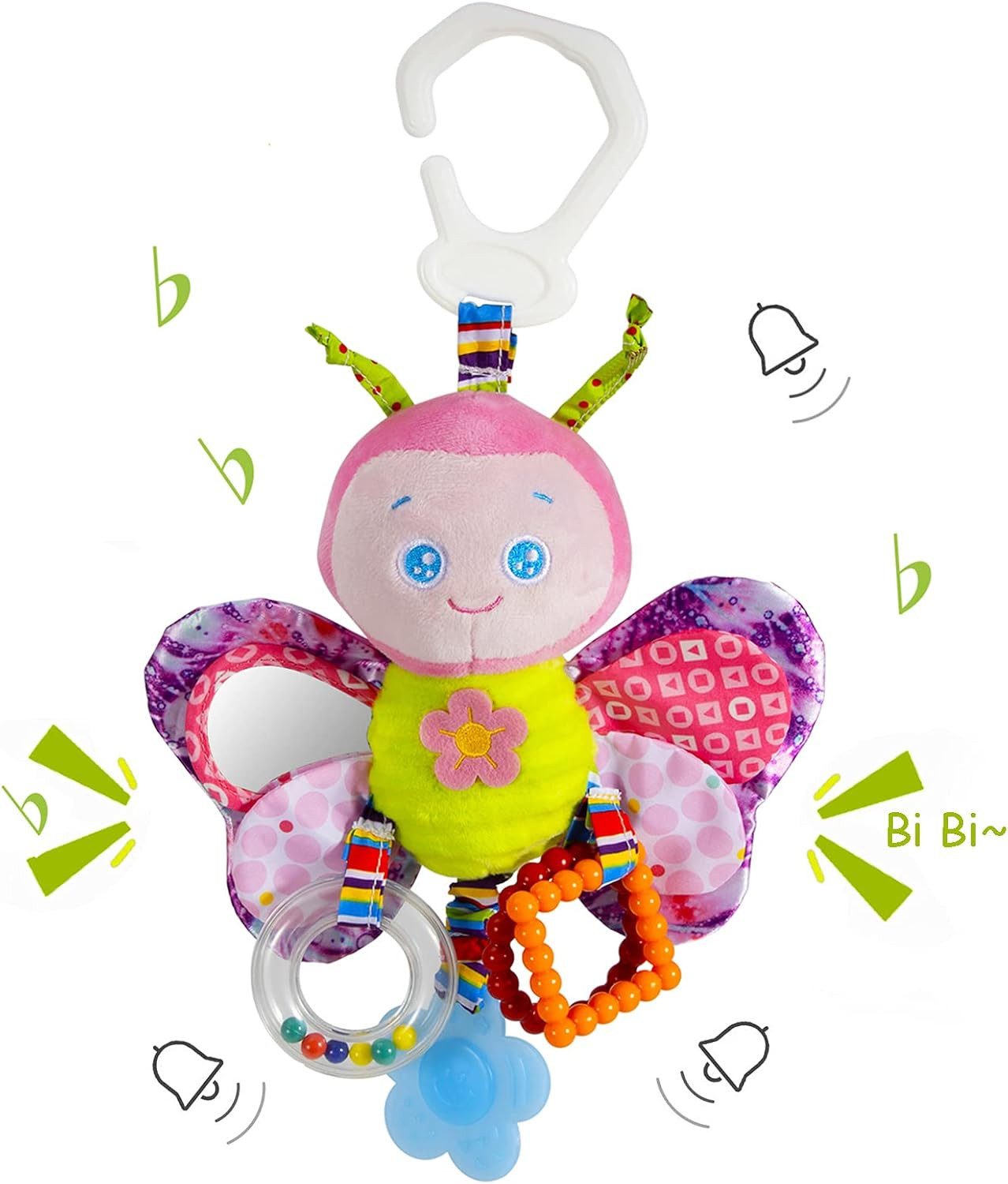FELIXLEO Kinderwagenkette Baby Kinderwagen Spielzeug Hängespielzeug mit Glocke Plüsch Tier