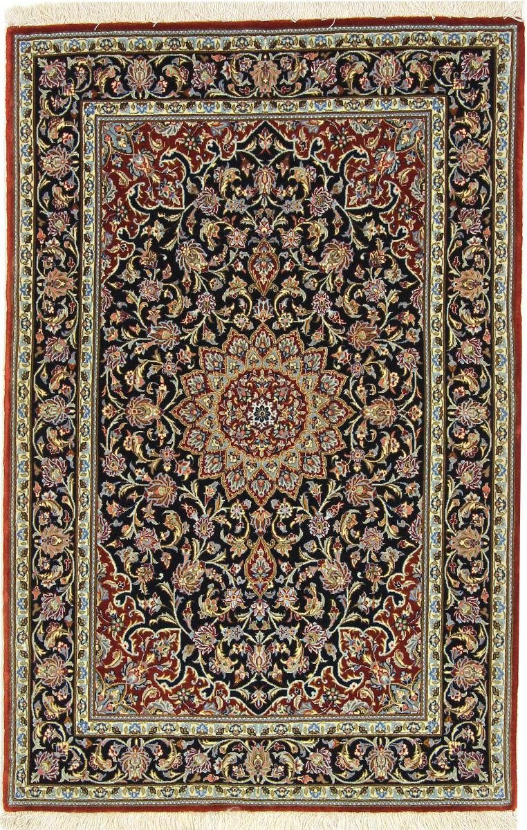 Orientteppich Isfahan Seidenkette 102x157 Handgeknüpfter Orientteppich, Nain Trading, rechteckig, Höhe: 8 mm