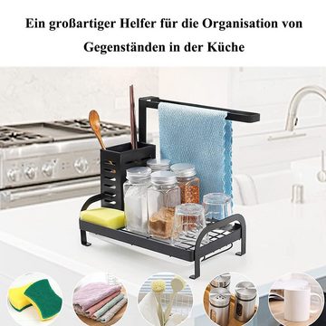 NUODWELL Ablageregal Spülbecken Organizer,Schwarz Spüle Caddy Küche Edelstahl Aufbewahrung