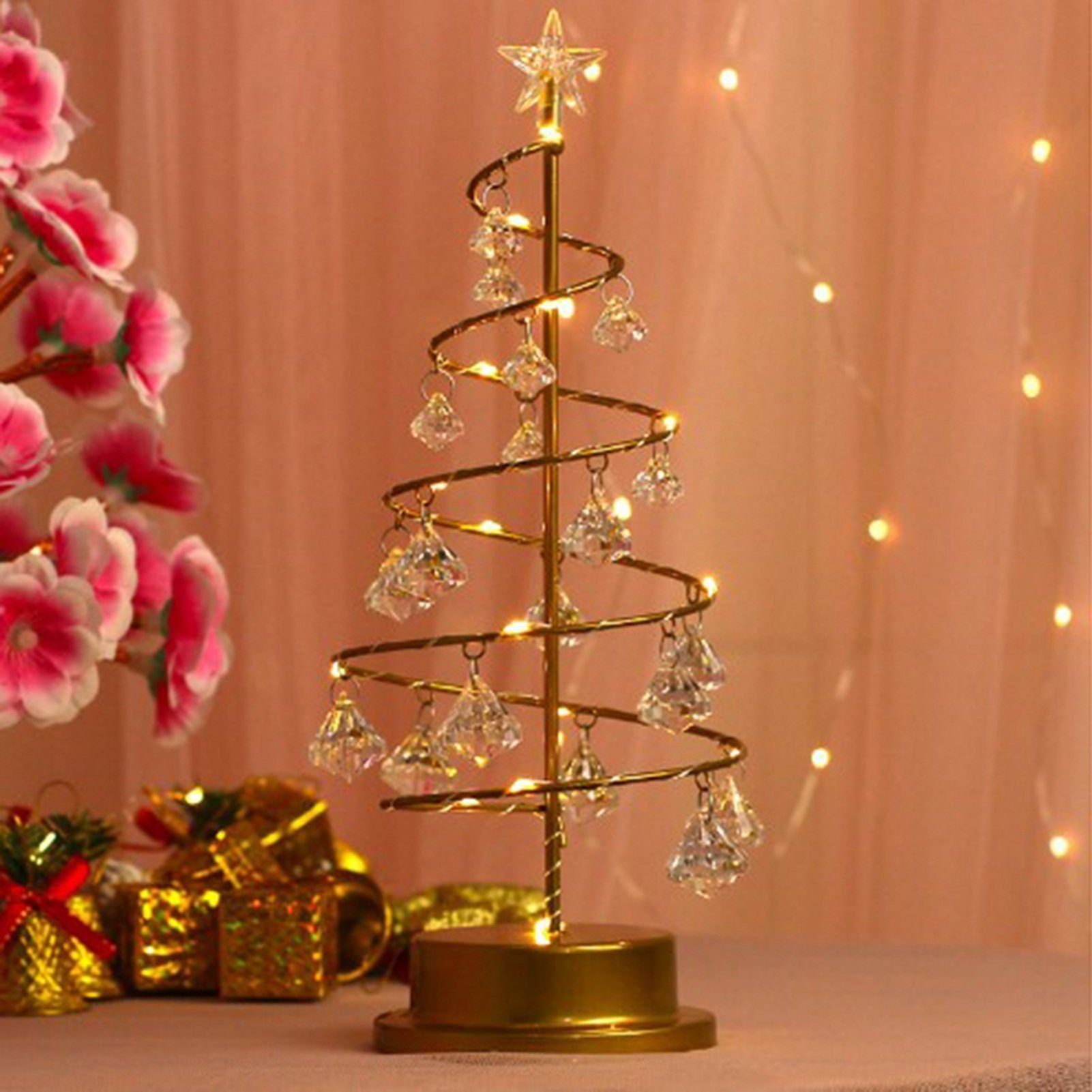 AUKUU LED Lampe, Nachtlicht Deko, Dekolicht Weihnachtliche Kristall-Baum-Lampe Weihnachts LED Kristallbaum