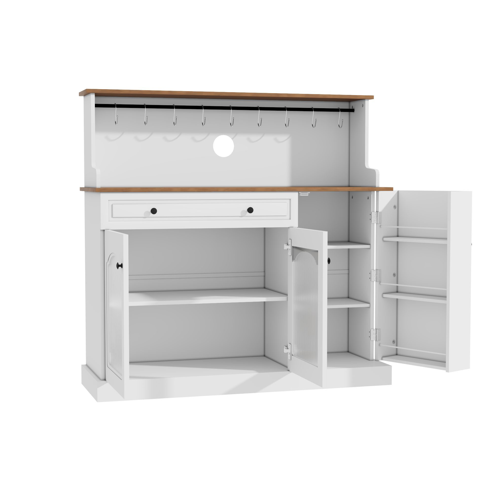 HOLTICO Sideboard Küchenschrank mit Arbeitsplatte, Küchenbuffet Buffetschrank (1 St), Weinschrank mit Schublade und Oberer Ablage