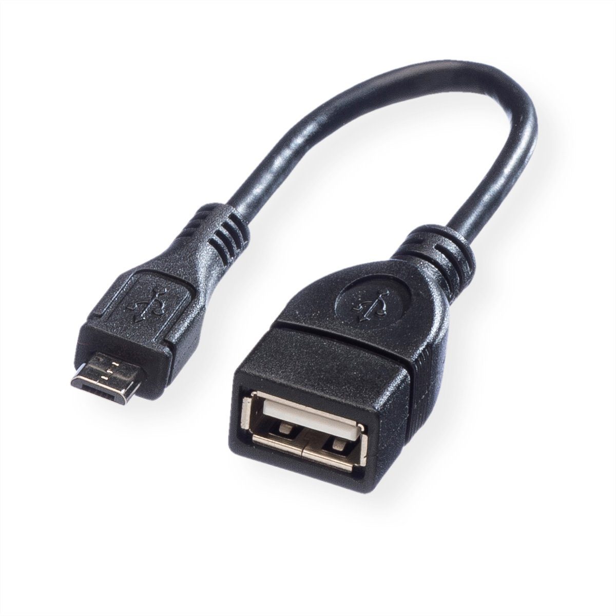 VALUE USB 2.0 Kabel, USB 2.0 Typ Micro B - Typ A BU, OTG USB-Kabel, USB 2.0 Typ Micro B Männlich (Stecker), USB 2.0 Typ A Weiblich (Buchse) (15.0 cm), 0,15 m