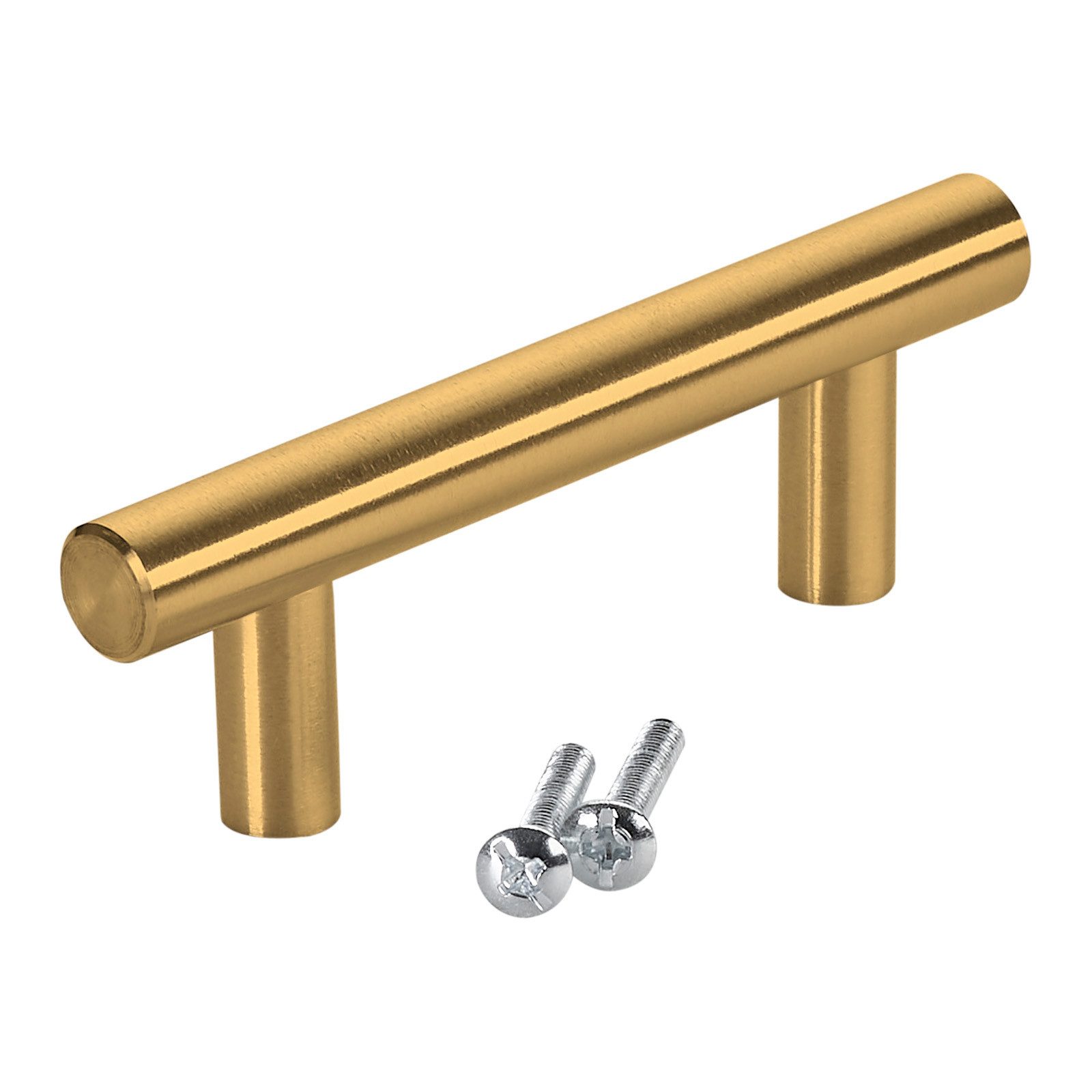 SO-TECH® Мебельgriff Stangengriff G17 echt Edelstahlrohr Ø 12 mm inkl. Schrauben (1-St), Goldfarbig galvanisiert, Bohrlochabstand 64 mm, Schrankgriff