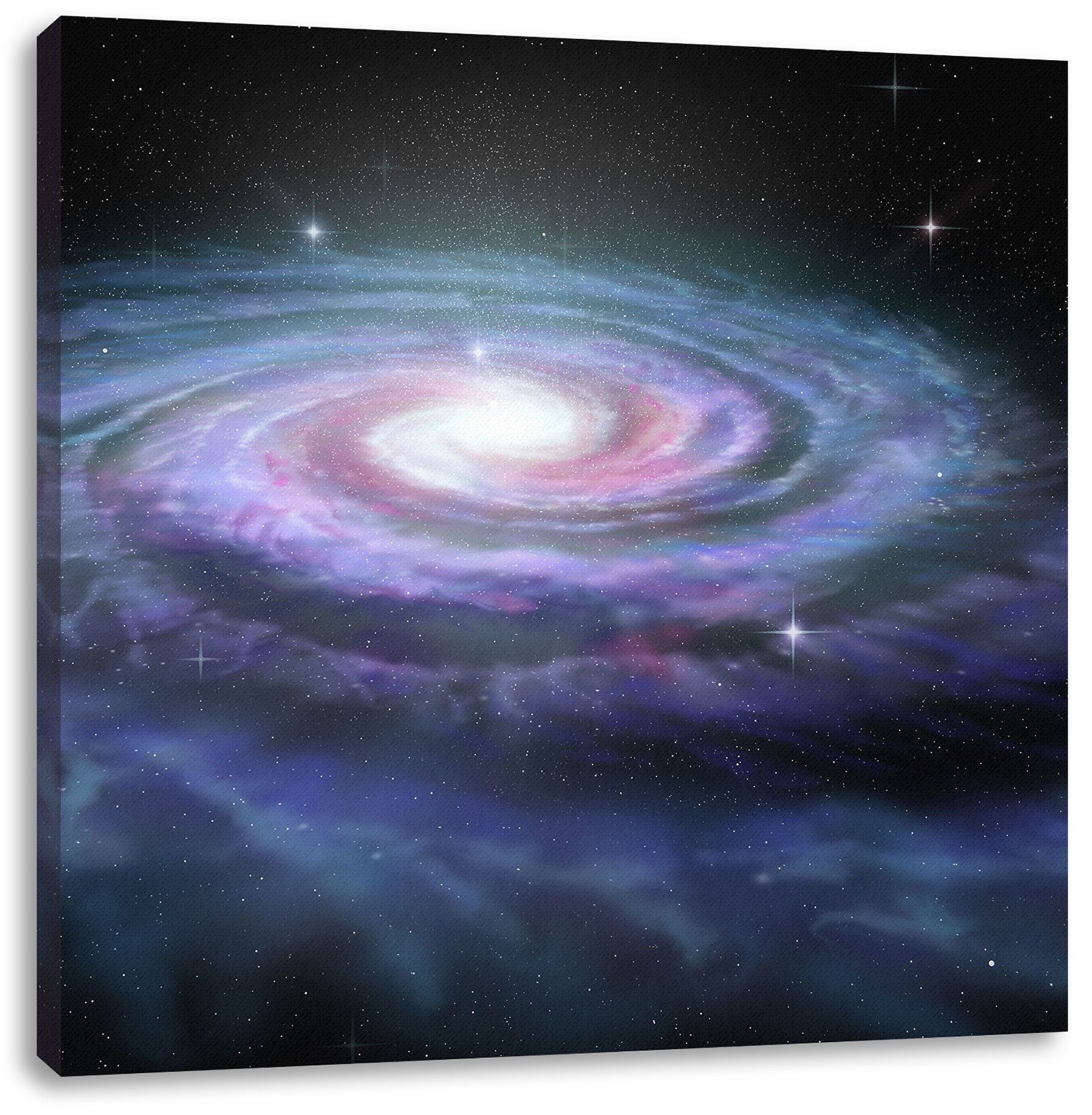(1 Zackenaufhänger Leinwandbild Galaxie Galaxie, Pixxprint Sternenwirbel inkl. St), Sternenwirbel Leinwandbild bespannt, fertig