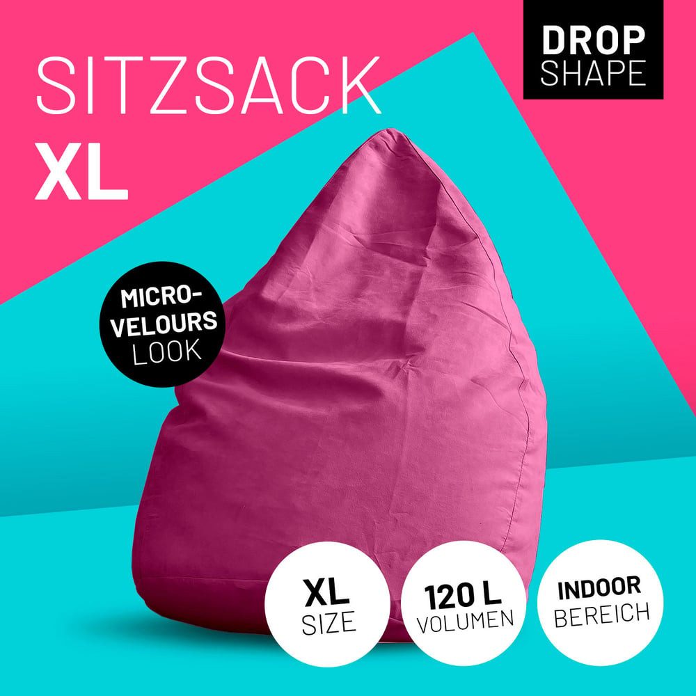 Lumaland Sitzsack Luxury XL Sitzsack (1 St), Microvelours Beanbag extra wei günstig online kaufen