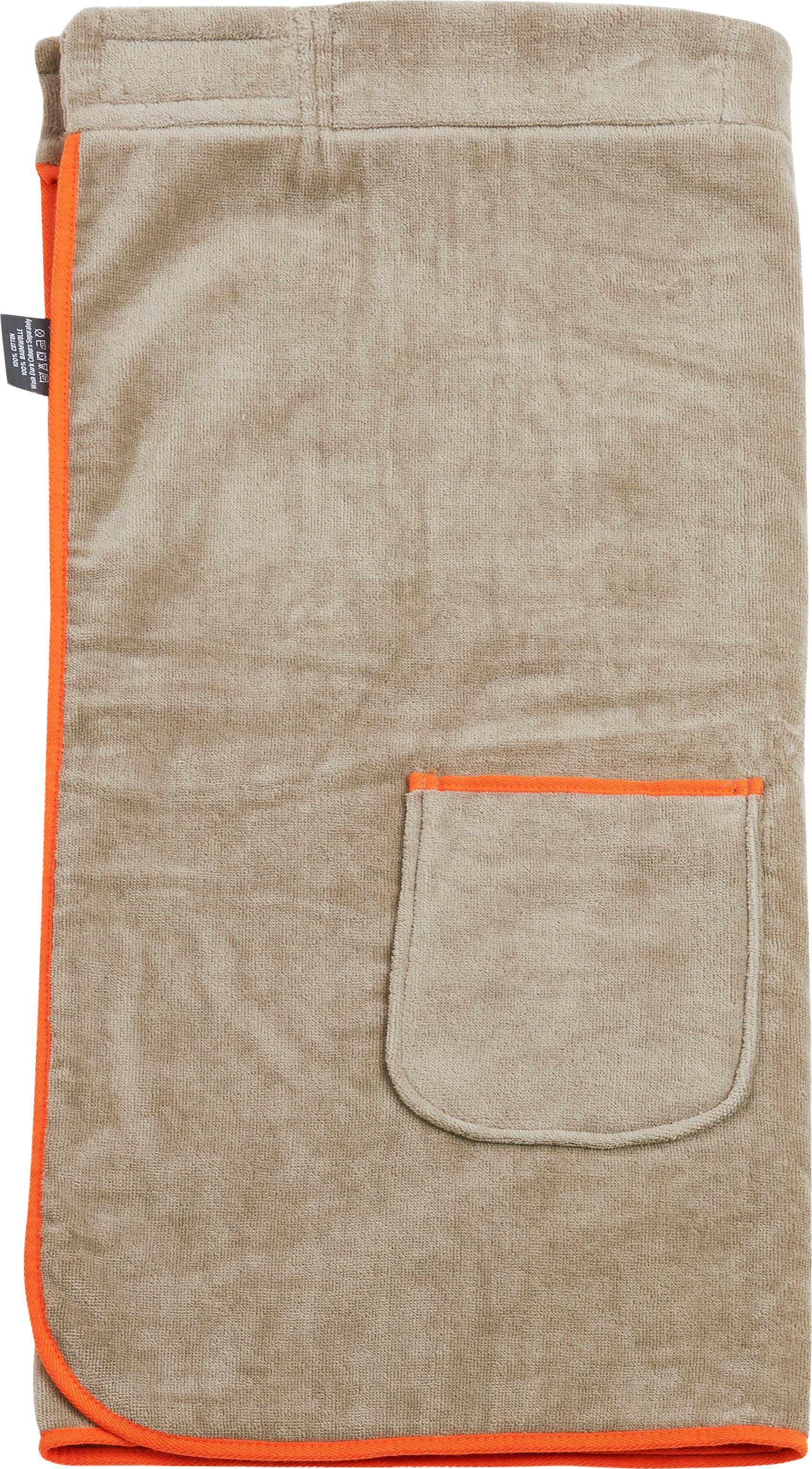 done.® Sarong Kuuma, Kurzform, Kapuze, mit Klettverschluss abnehmbare Reißverschluss-Tasche Veloursfrottier, taupe und