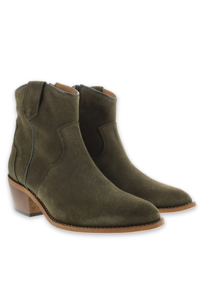 XAVER LUIS Schuhmanufaktur Western Boots - MYRA - Kalbvelour stone Stiefelette
