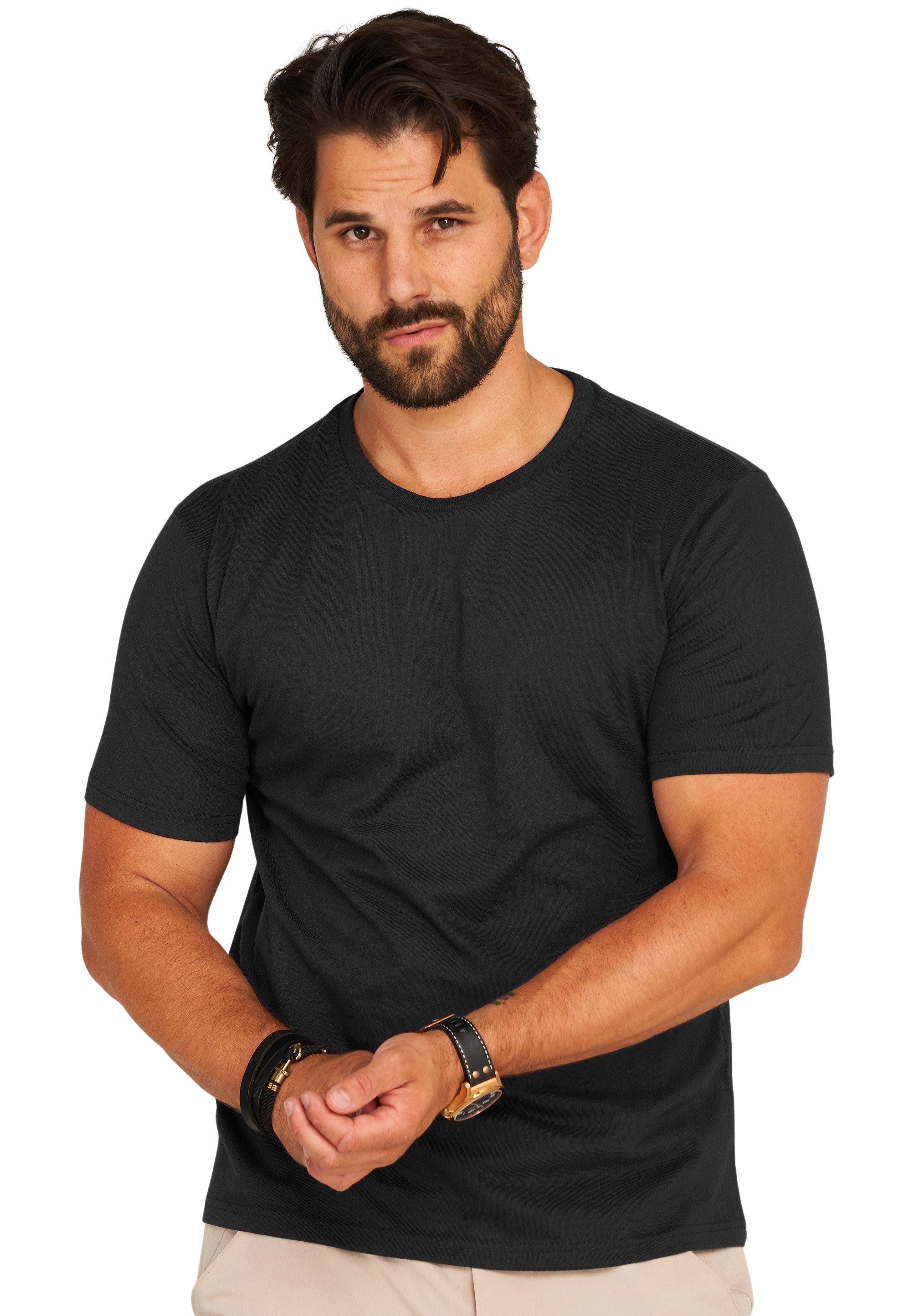 DAILY COTTON T-Shirt BASETEEO (Packung, 3er-Pack) Herren Basic Kurzarm Rundhals Shirt Crew-Neck O-Ausschnitt