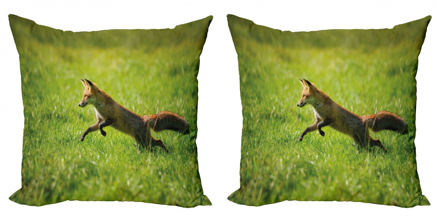 Kissenbezüge Stück), Gras Modern Fuchs (2 Doppelseitiger Digitaldruck, Springen Accent Tier Abakuhaus frisches