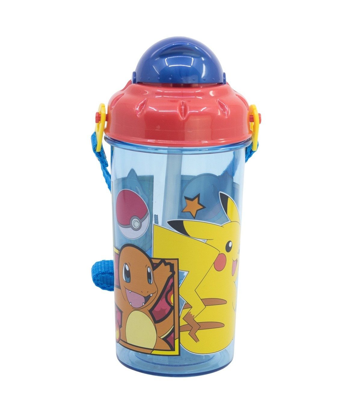 POKEMON JUEGO DE CARTAS Trinkflasche Kinder Trinkflasche 450 ml Flasche mit Trageband für Schule Freizeit