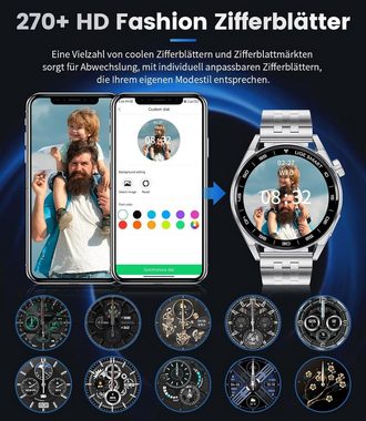 Lige Smartwatch (1,39 Zoll, iOS Android), Herren 300mAh mit Telefonfunktion Wasserdicht Fitness 100+ Sportmodi