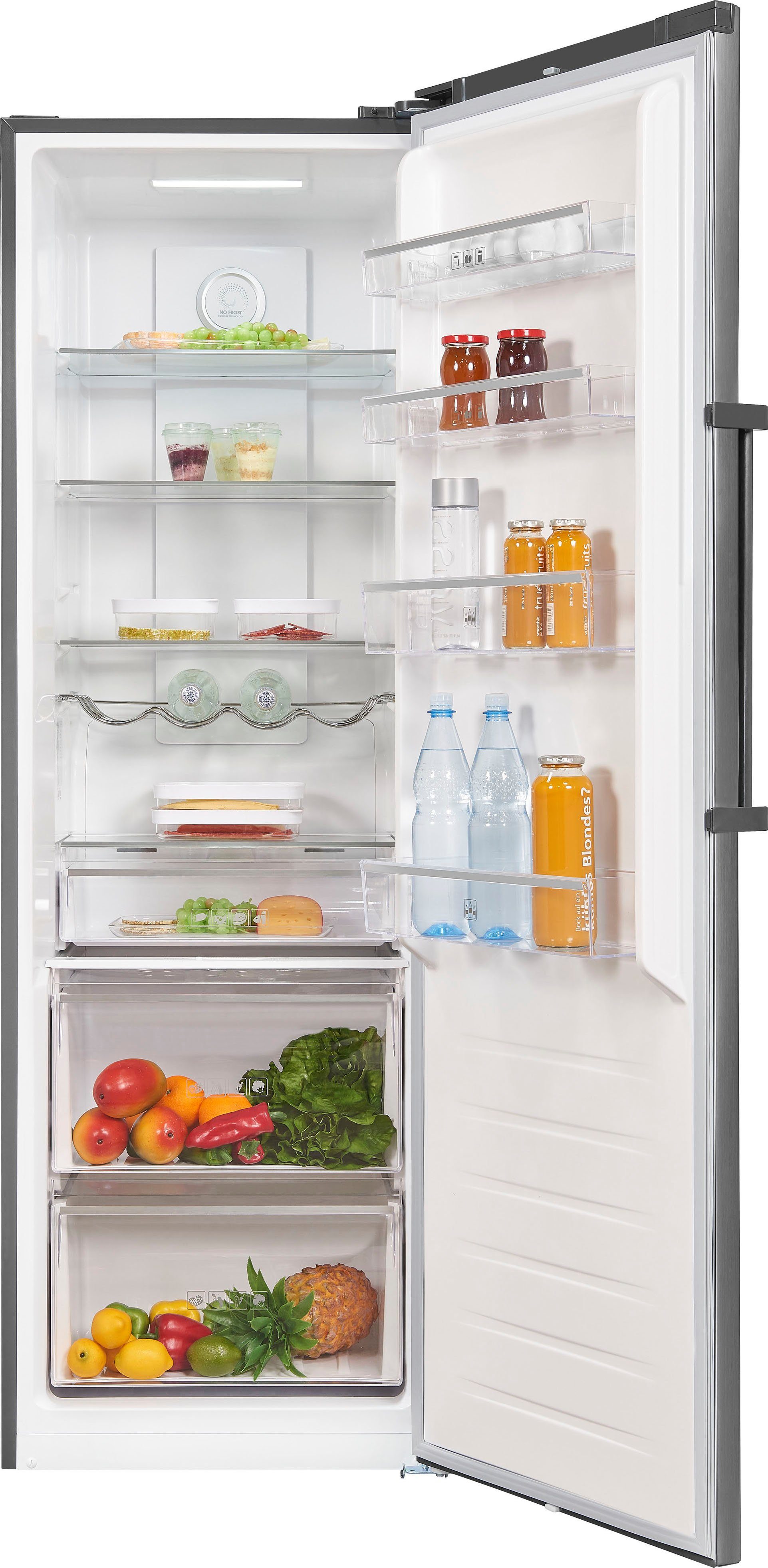 exquisit Vollraumkühlschrank KS360-V-HE-040D, 185 cm hoch, 60 cm breit, 359 L Vollraumkühlschrank: No-Frost, flexibel & mit LED-Innenlicht