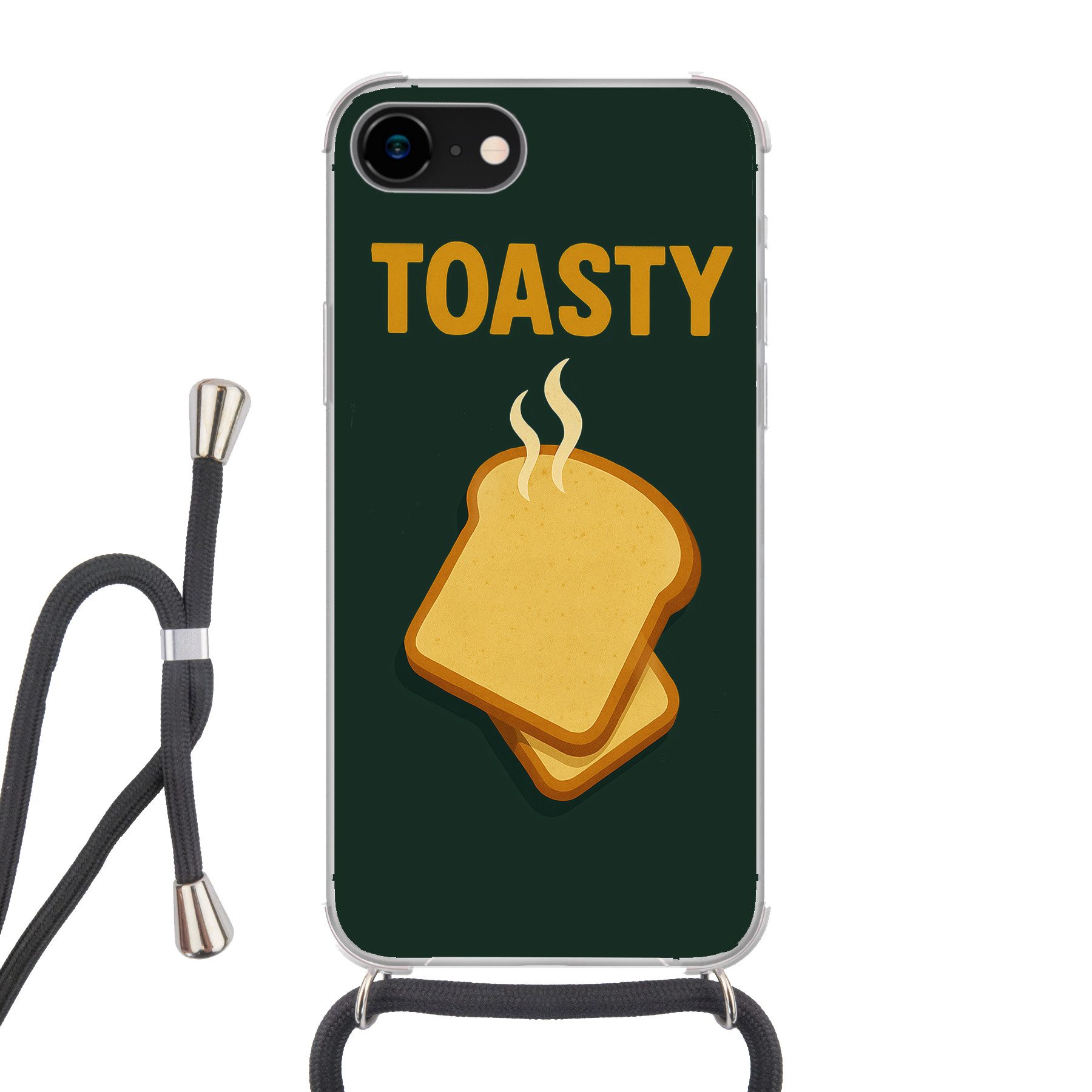 MuchoWow Handyhülle für Apple iPhone 8 Brot - Toast - Grün - Minimalistisch, Tragbare Handyhüllen mit Kette zum umhängen, Handykette Handyband