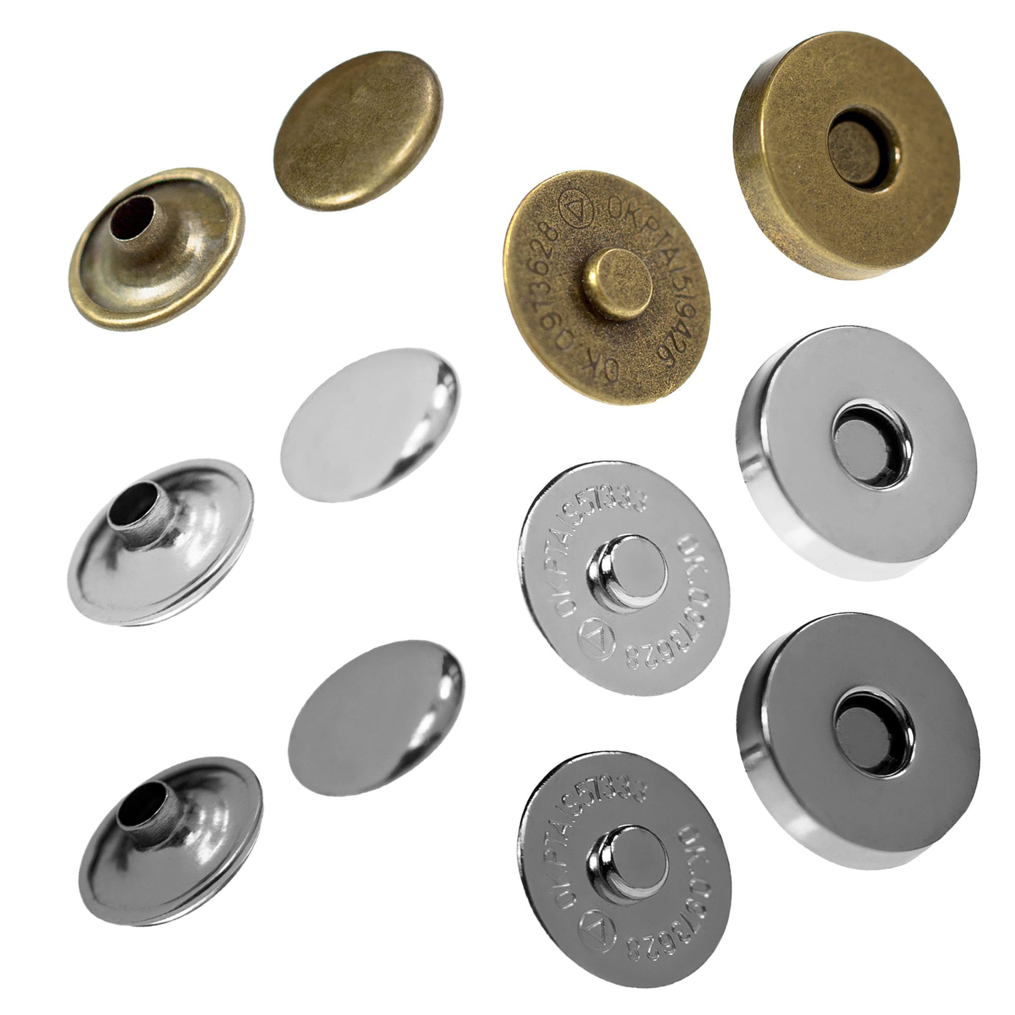 maDDma 10 Magnet-Verschlüsse mit Nieten, Verschluss rund, Größen Farbwahl Gurtstecker (10 er Paket, 10-tlg), 14mm
