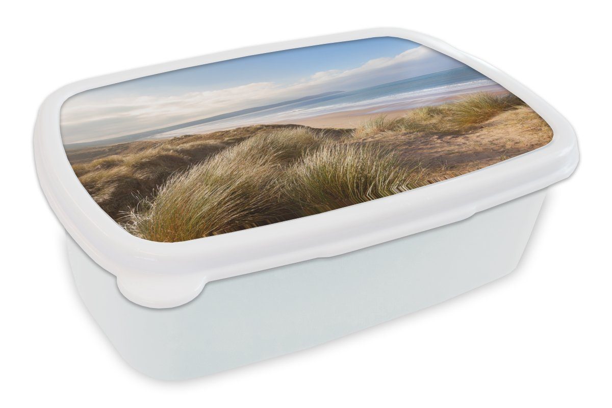 MuchoWow Lunchbox Strand - Düne - Natur, Kunststoff, (2-tlg), Brotbox für Kinder und Erwachsene, Brotdose, für Jungs und Mädchen weiß