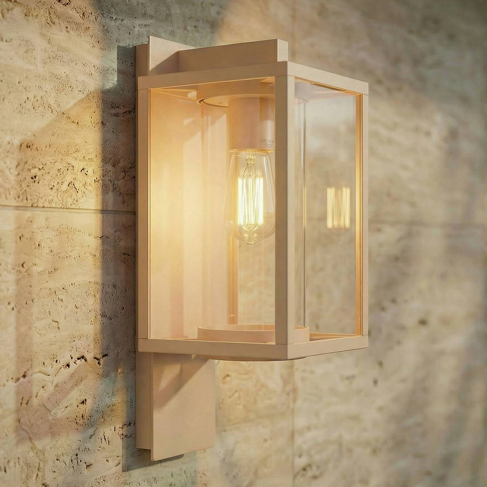Lucande Außen-Wandleuchte Ferda, Metall, Creme IP44, 1 x 15 W LED