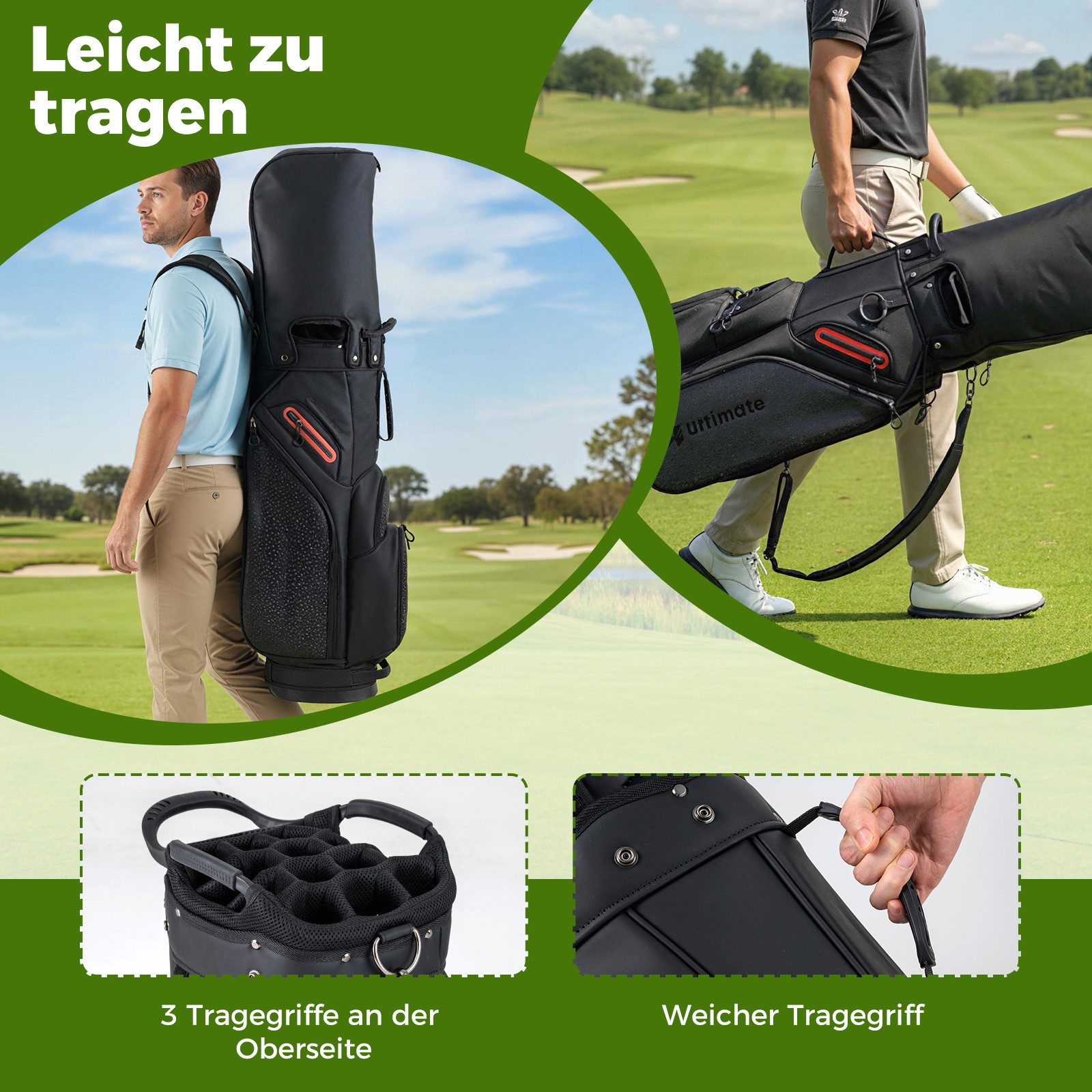 COSTWAY Golfschläger + Golfbag, Mit Schlägern & Tragbare Leichte Golftasche