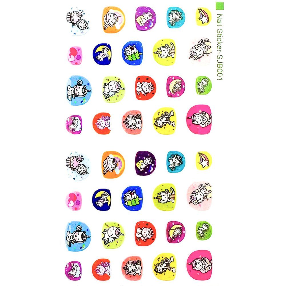 Blusmart Kunstfingernägel Nagelaufkleber Mit Cartoon-Mustern Für Kinder, Wasserfest, Abnehmbar sjb001