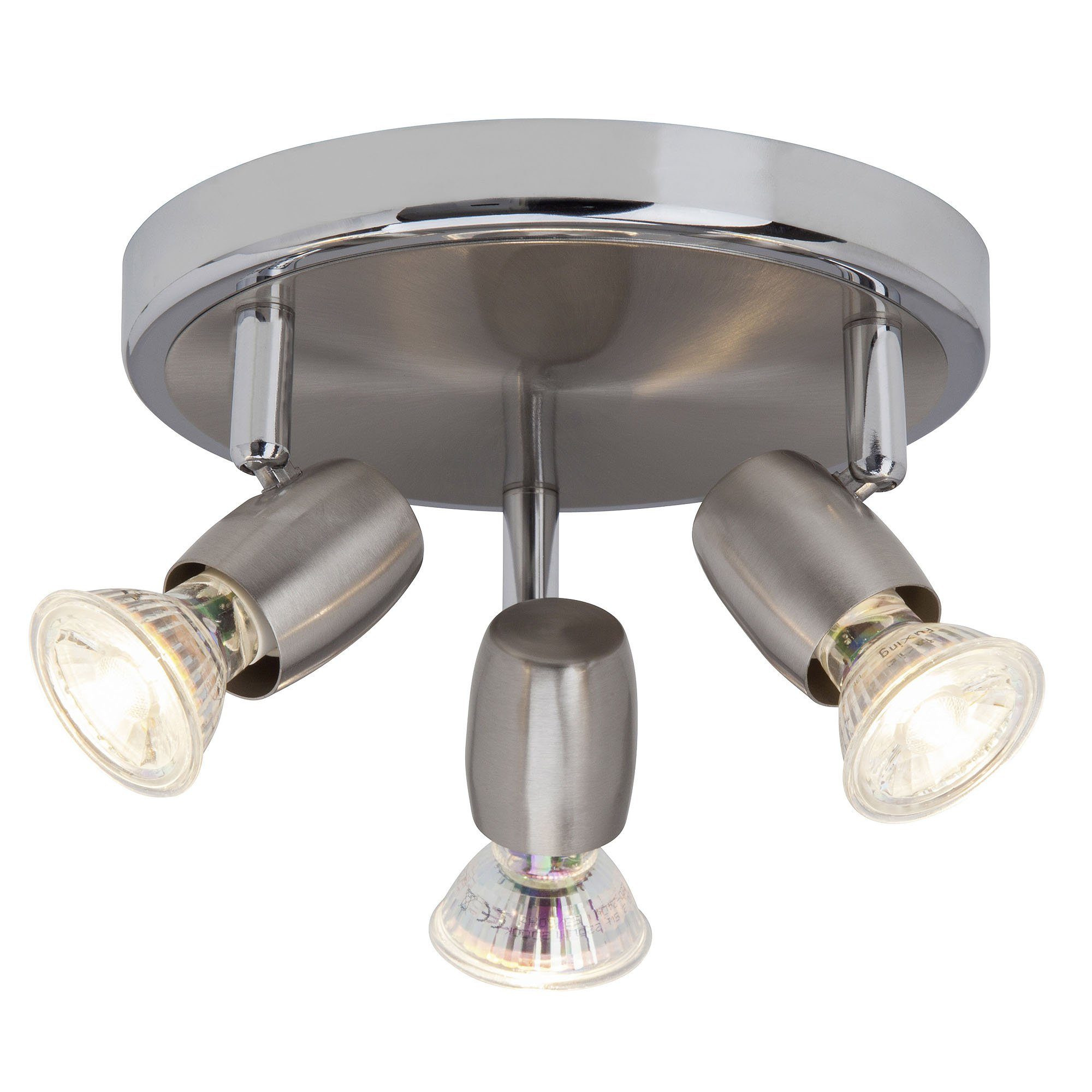 Brilliant Deckenstrahler Wesley, LED wechselbar, Warmweiß, LED Spotrondell 3flg eisen/chrom