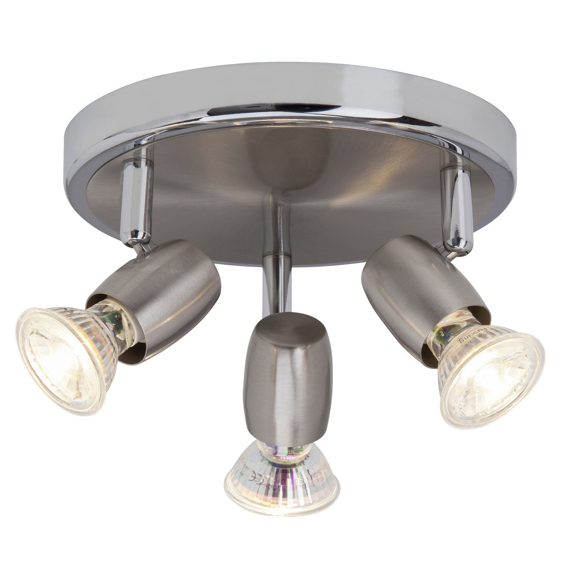 Brilliant LED Deckenstrahler Wesley, LED wechselbar, Warmweiß, Ø 19 cm, 3 x  4,5W GU10 inkl., schwenkbar, Metall, eisen/chrom