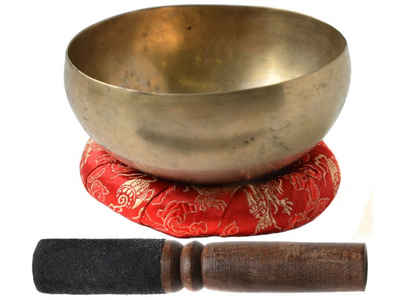 Buddhapur Klangchakra Klangschale Khobre (3er Set, Klangschale, Ringkissen, Reibestab), Himalaya Klangschale - Handarbeit aus Nepal