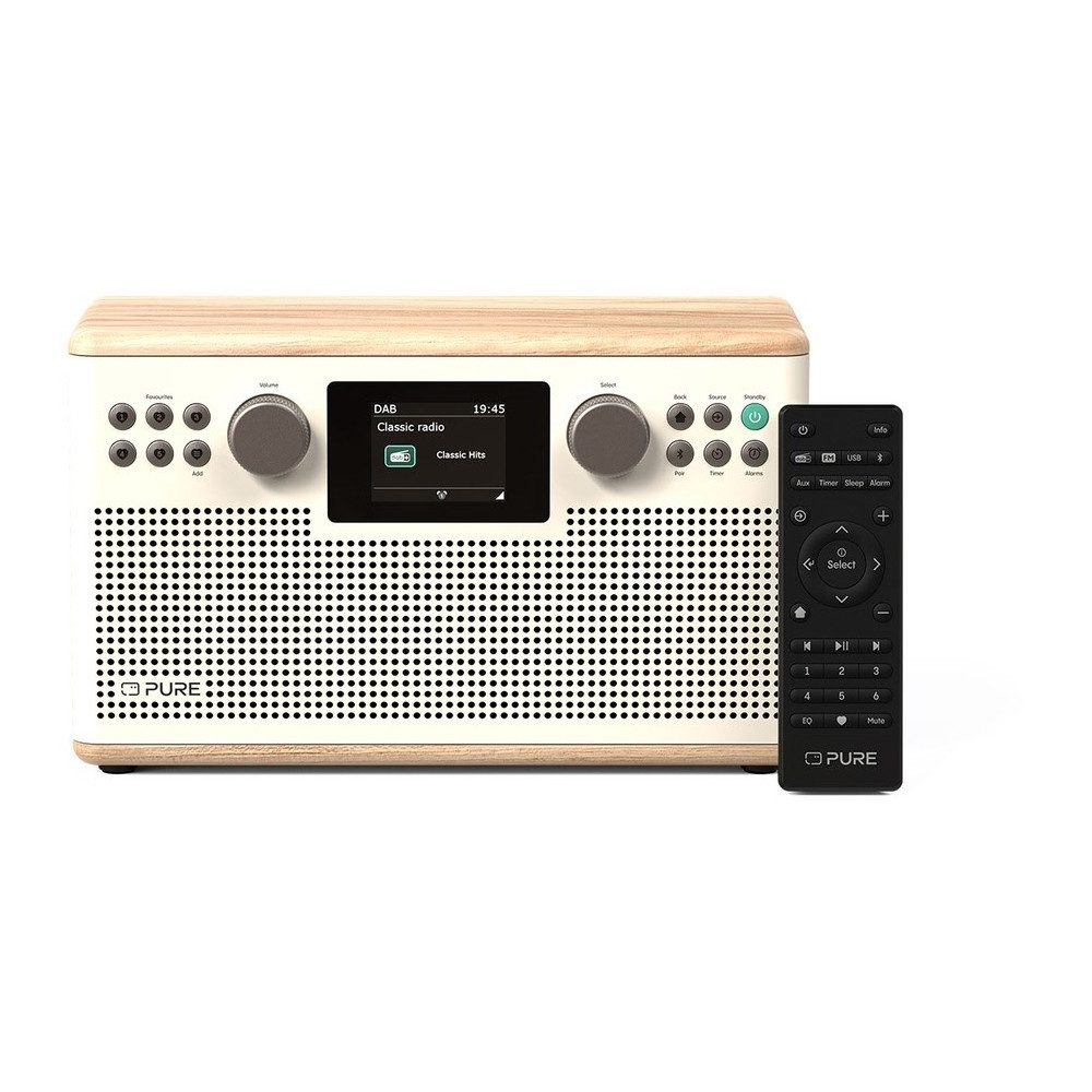 Pure 255048 Classic H6 DAB Radioempfänger Baumwoll Weiß/Eiche Digitalradio (DAB) (Tuner für UKW/DAB+, Hochwertiges DAB Radioempfänger)