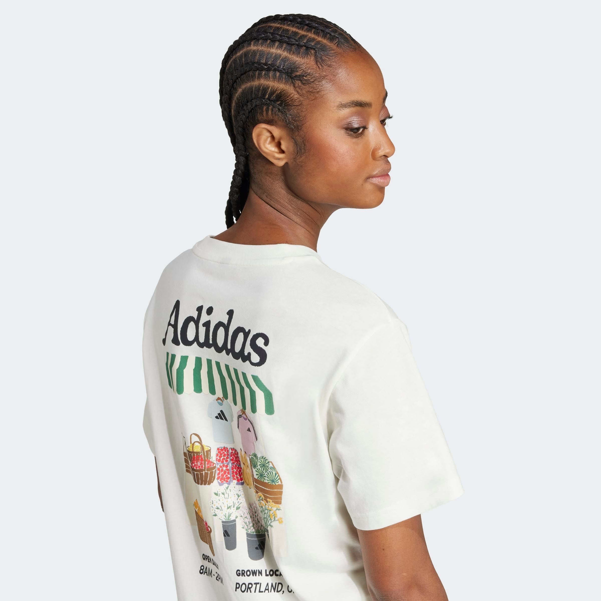 adidas Sportswear T-Shirt W FARMMKT T sportlicher Stil, kurze Ärmel, für Laufen geeignet