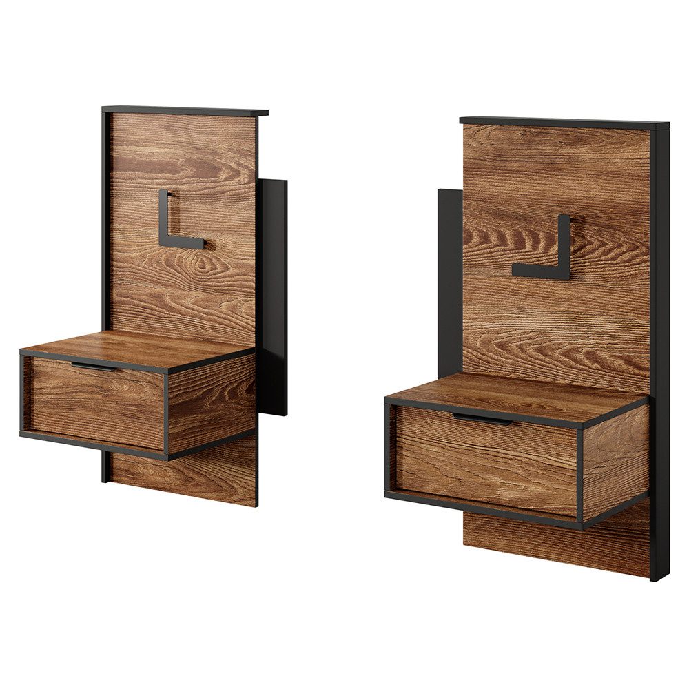 Lomadox Schlafzimmer-Set MEZZANA-167, (Spar-Set, 5-tlg., Kleiderschrank Bettgestell Lattenrost Nachttische Kommode), 160x200cm, mit aufklappbarem Lattenrost & B – Bild 3 von 5