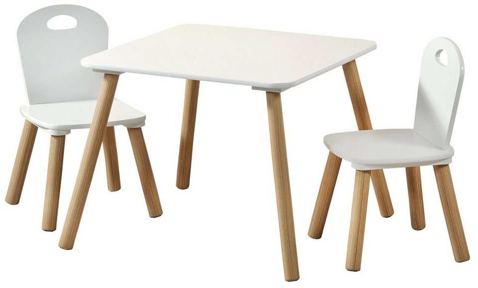 KESPER for kitchen & home Kindertisch 1 Kindertisch mit 2 Stühlen, FSC,  Farbe: weiß 17712 (1-St)
