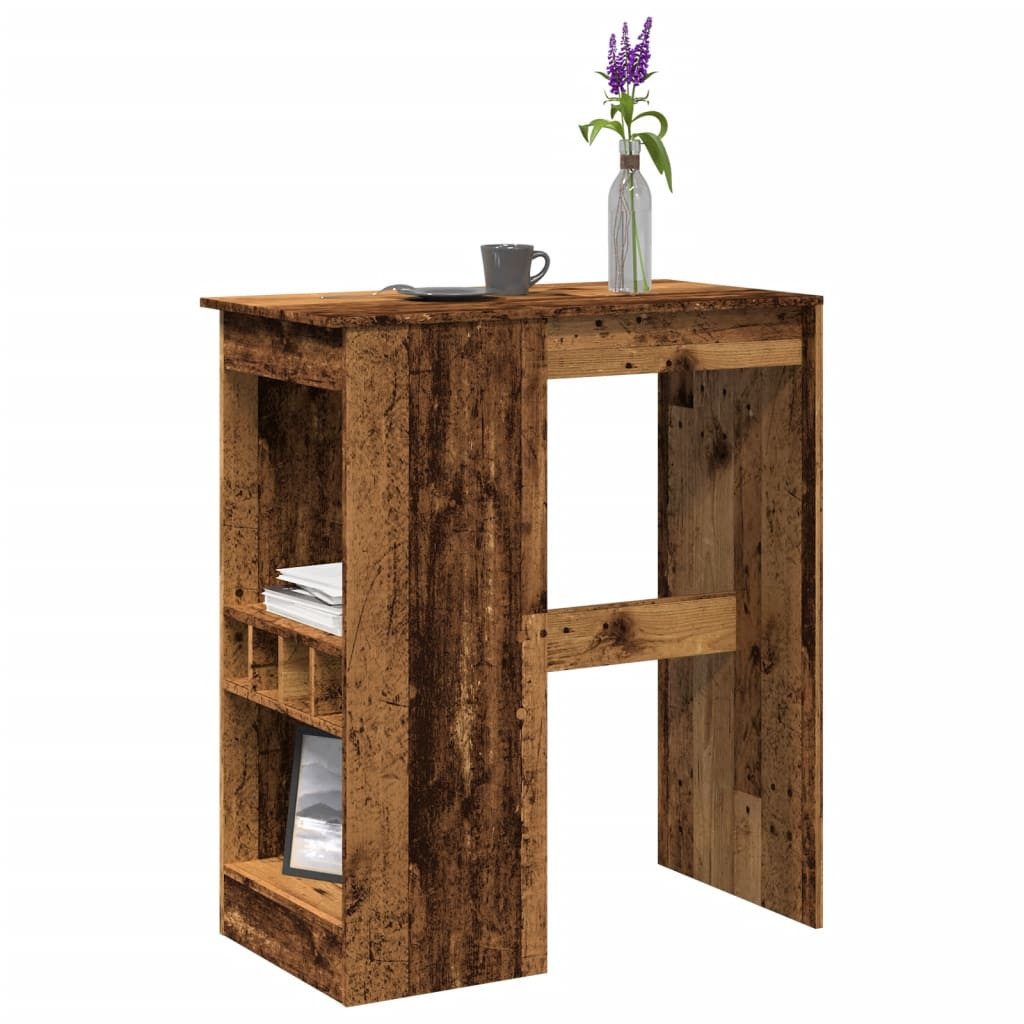 vidaXL Esstisch Bartisch mit Regal Altholz-Optik 90x47,5x103,5 cm Holzwerkstoff (1-St)