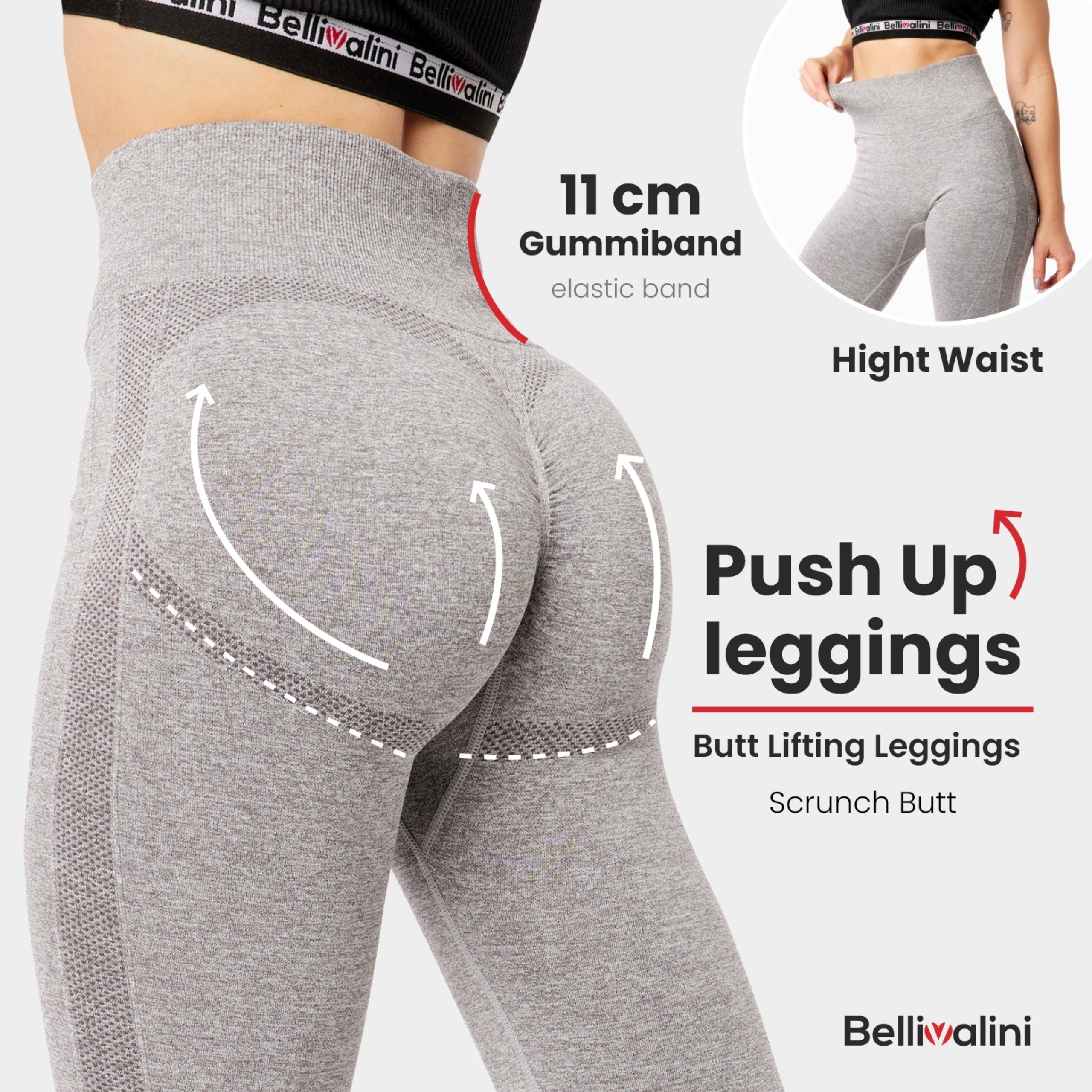 Bellivalini Leggings Damen High Waist Push Up Scrunch Sporthose Fitness Gym Yoga BLV50-254 (1-tlg) figurformend