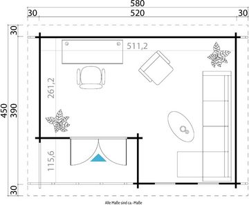 LASITA MAJA Gartenhaus ORKNEY, BxT: 580x450 cm, (Set, inkl. Fussbodenbretter zum verlegen)